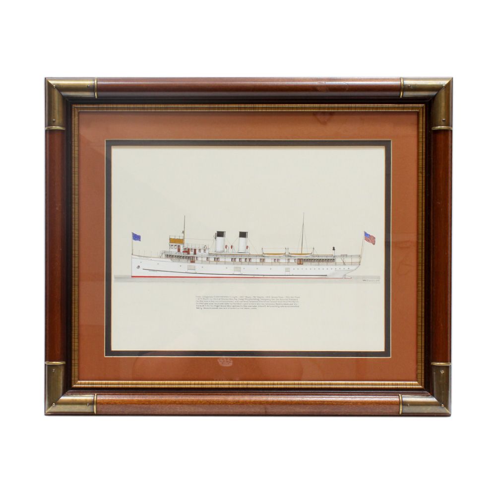 Frank R. Crevier Ink and Watercolor of the "Chippawa"