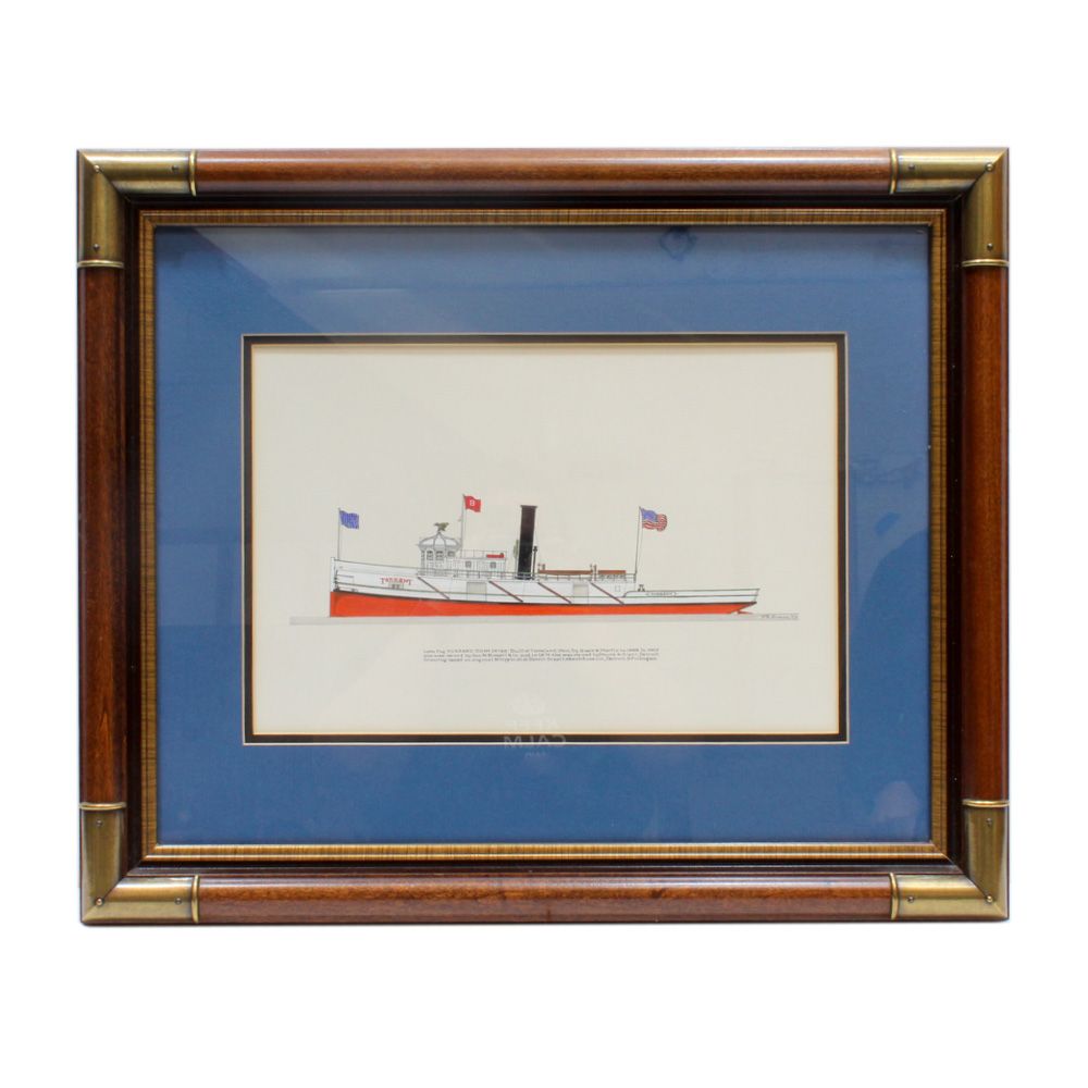 Frank R. Crevier Ink and Watercolor of "Lake Tug Torrent"