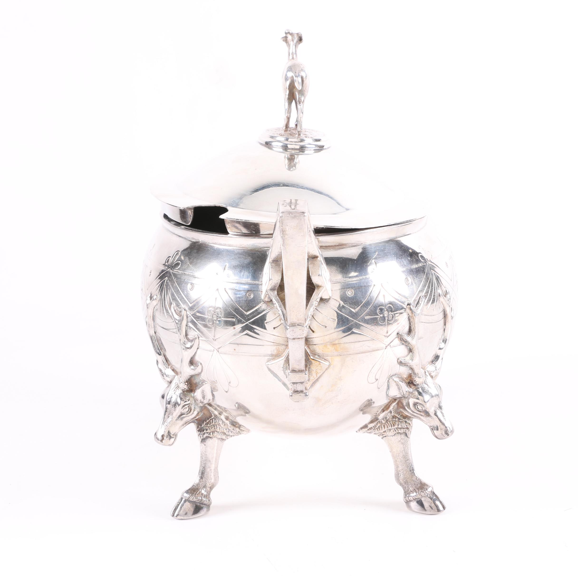 Late 19th Century Reed & Barton Silver Plate Soup Tureen with Elk Finial