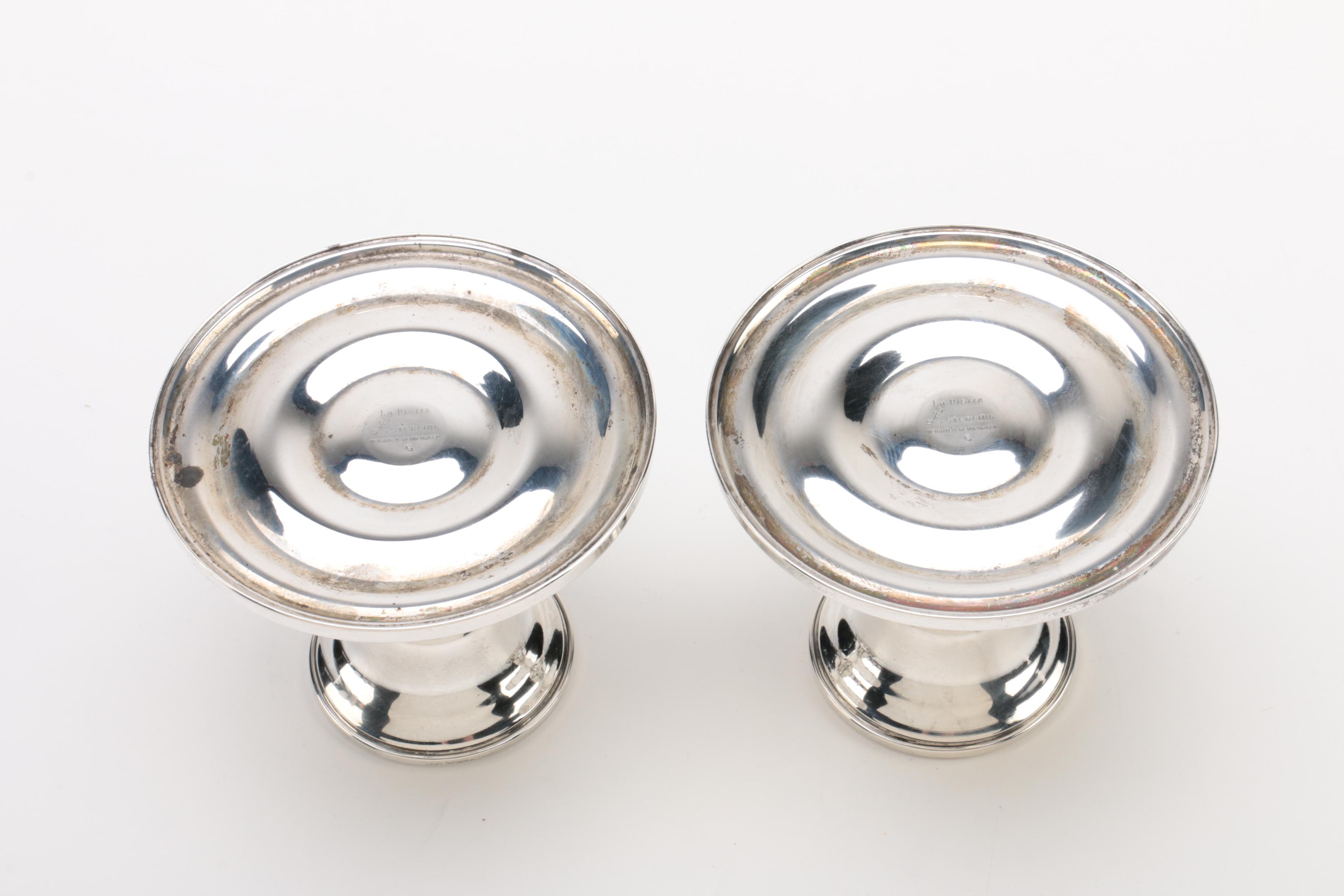 La Pierre Weighted Sterling Candleholders with Towle and Old Wallingford