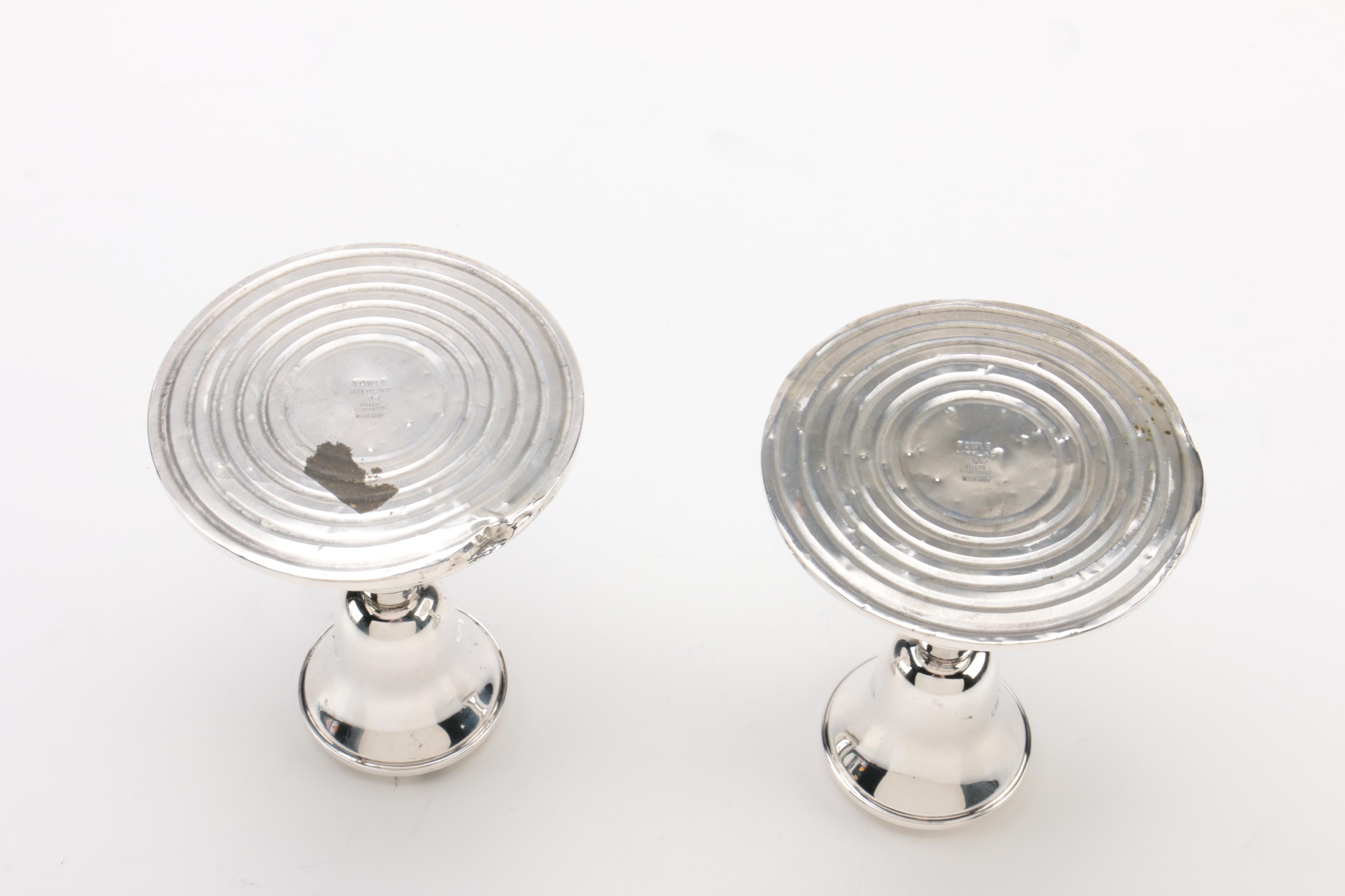 La Pierre Weighted Sterling Candleholders with Towle and Old Wallingford