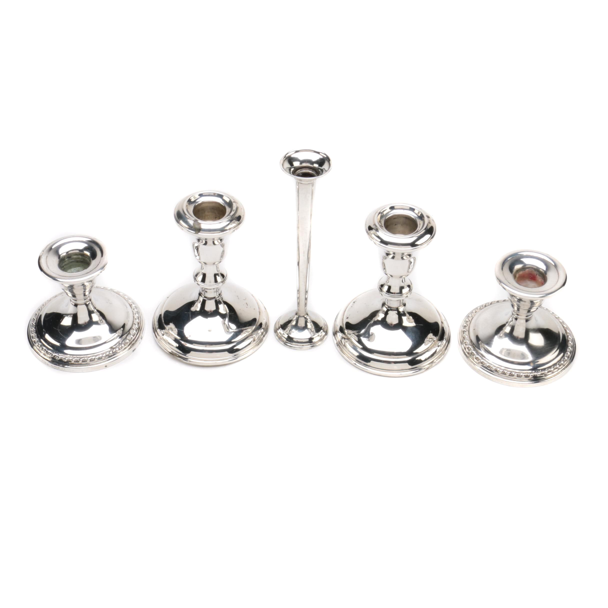La Pierre Weighted Sterling Candleholders with Towle and Old Wallingford