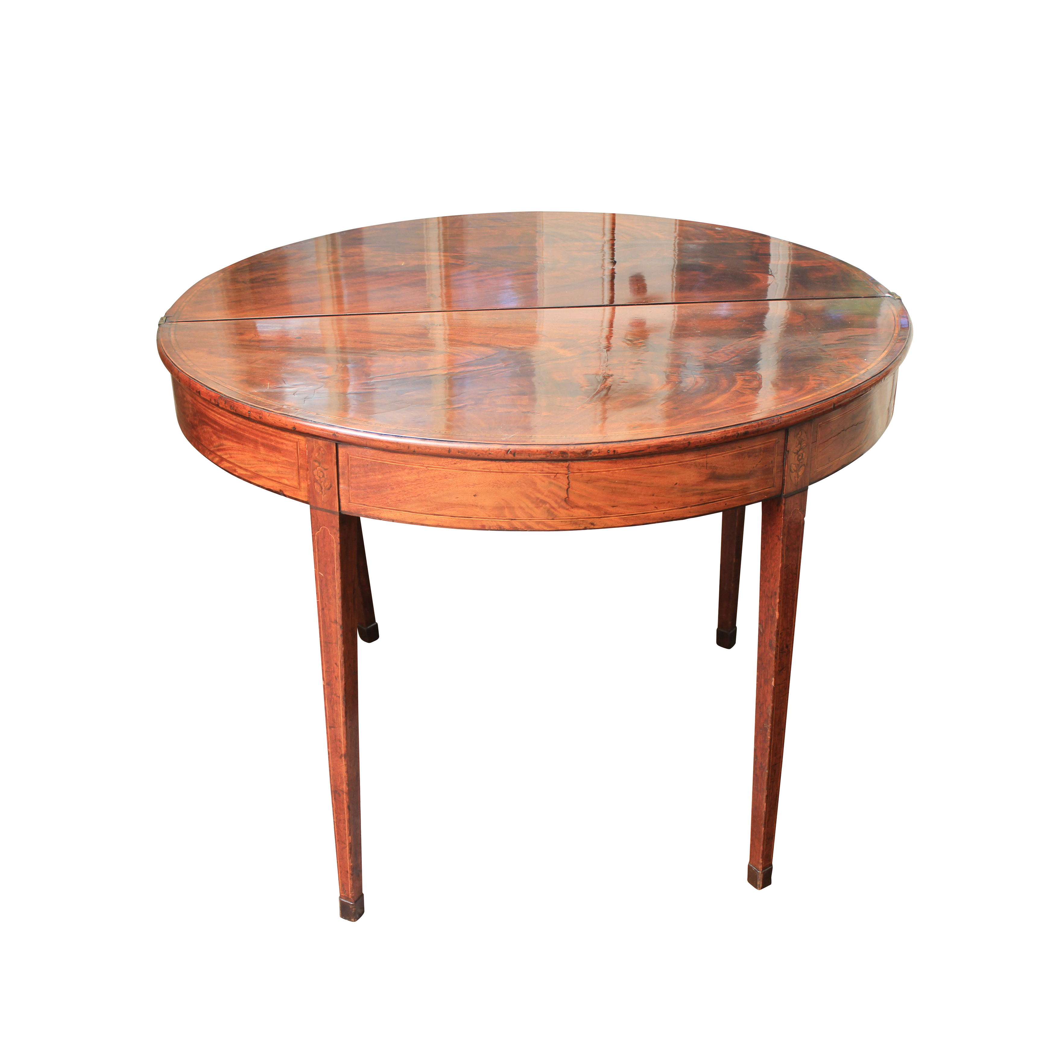 Antique George III Mahogany Demilune Game Table