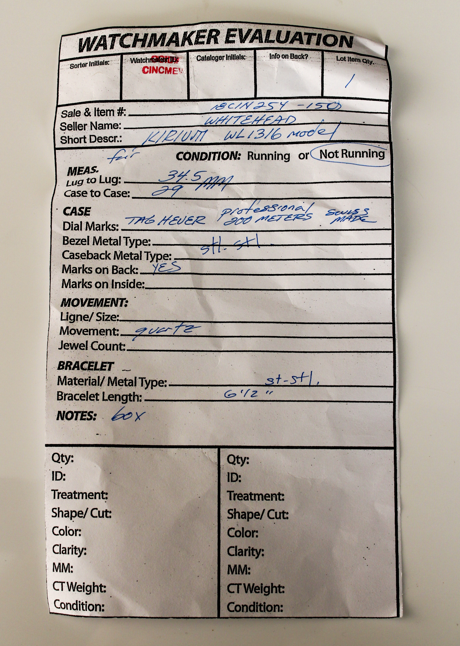 TAG Heuer "Kirium" Stainless Steel Watch