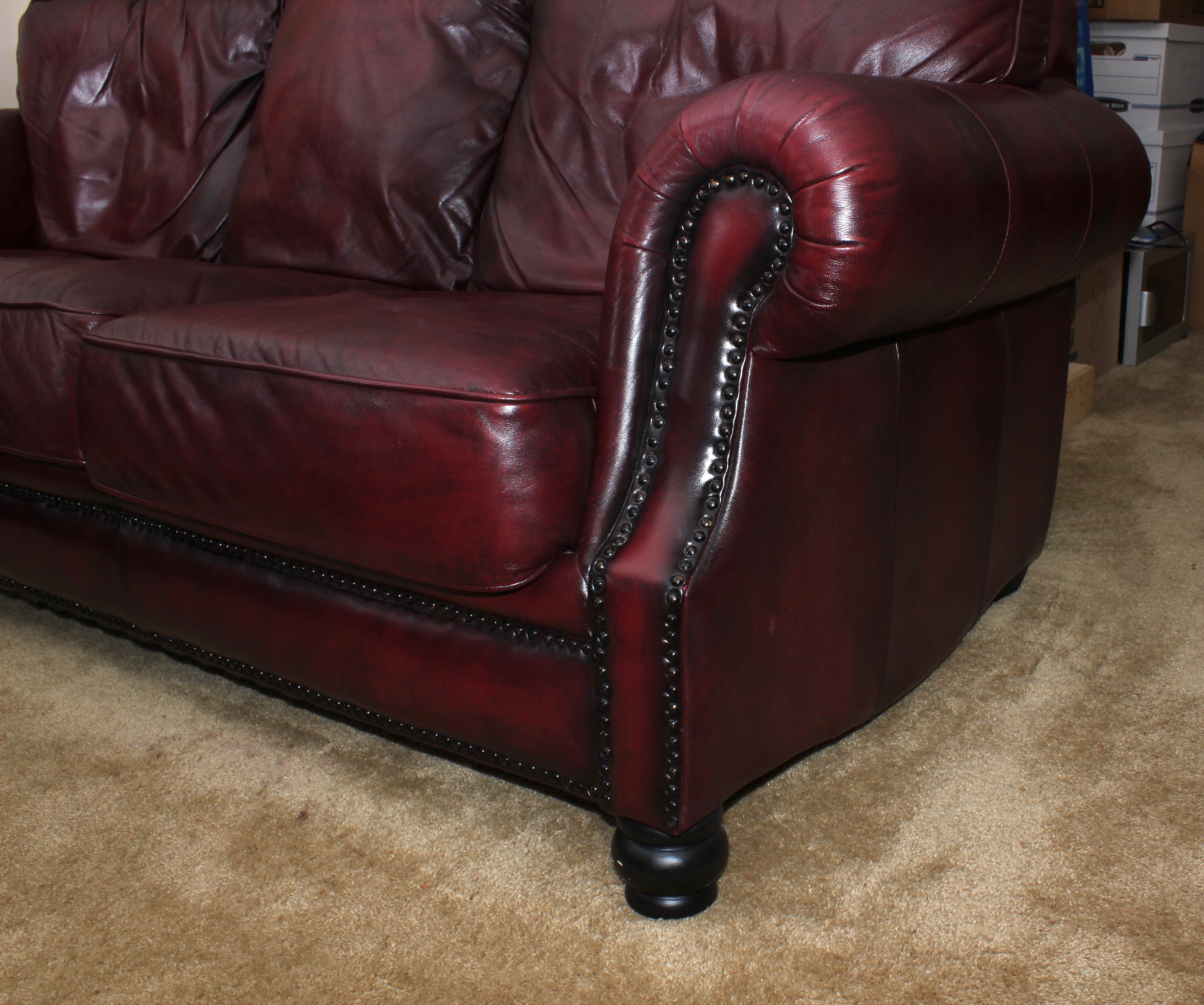 Mahogany Leather Sofa