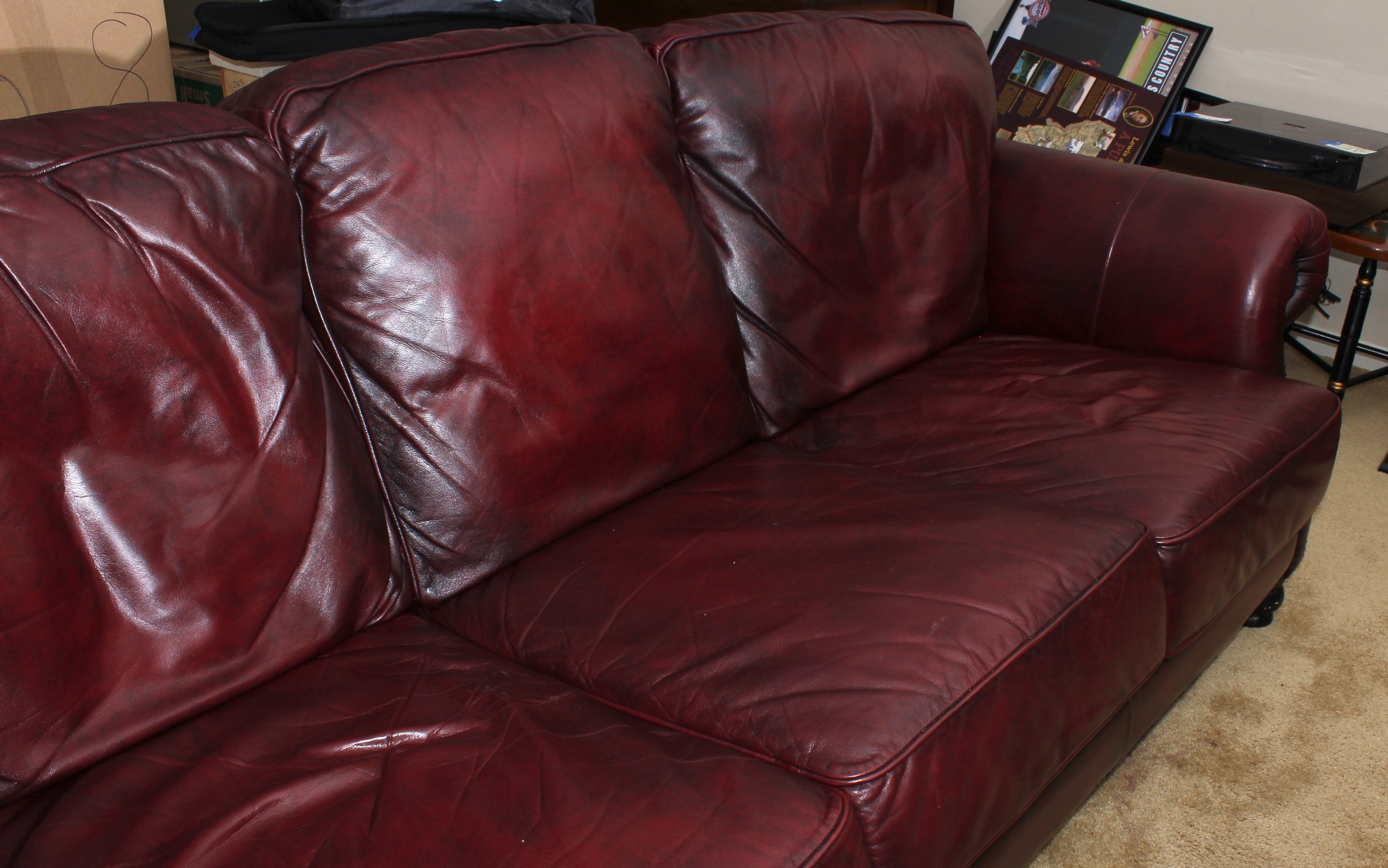 Mahogany Leather Sofa