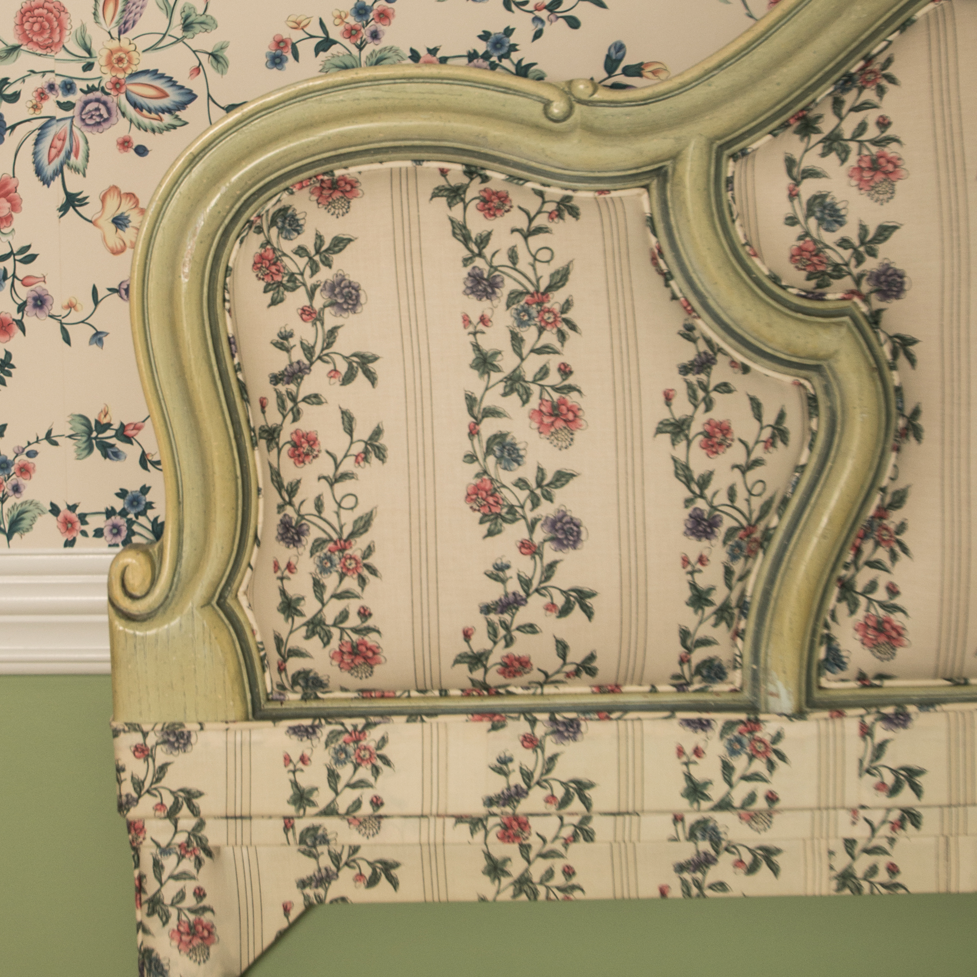 Laura Ashley "Chinese Silk" Upholstered French Provincial Style Headboard