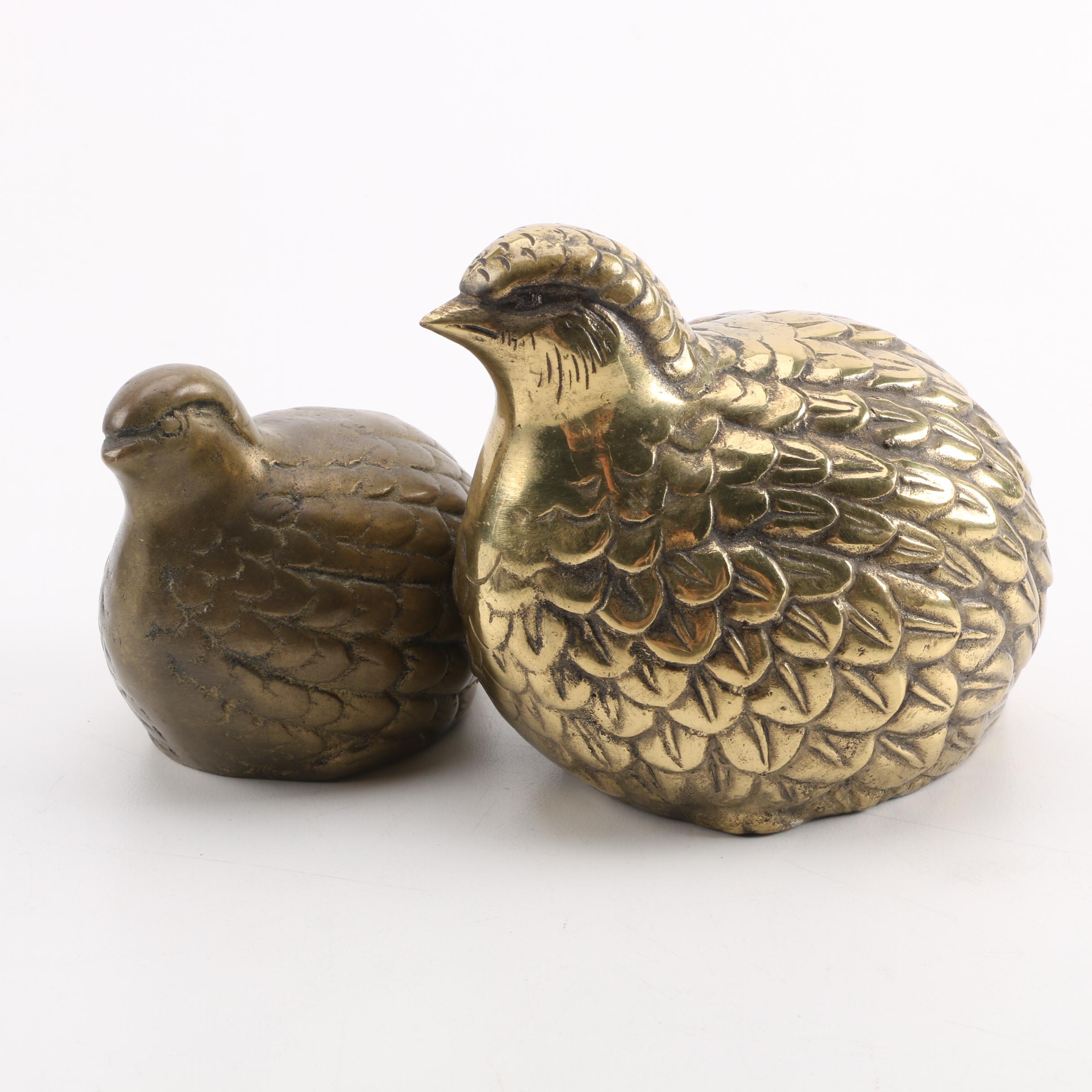 Brass Quail Figurines