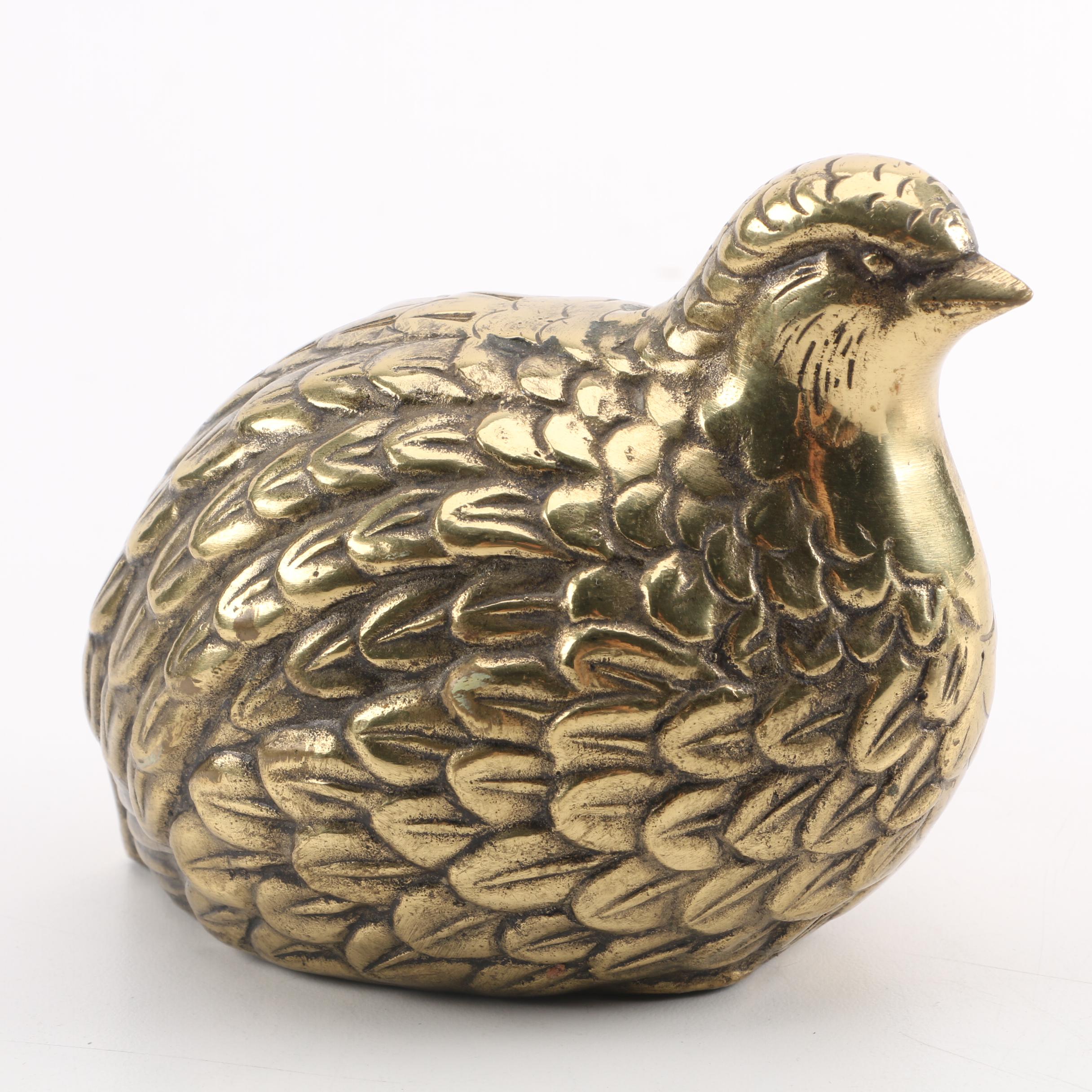 Brass Quail Figurines