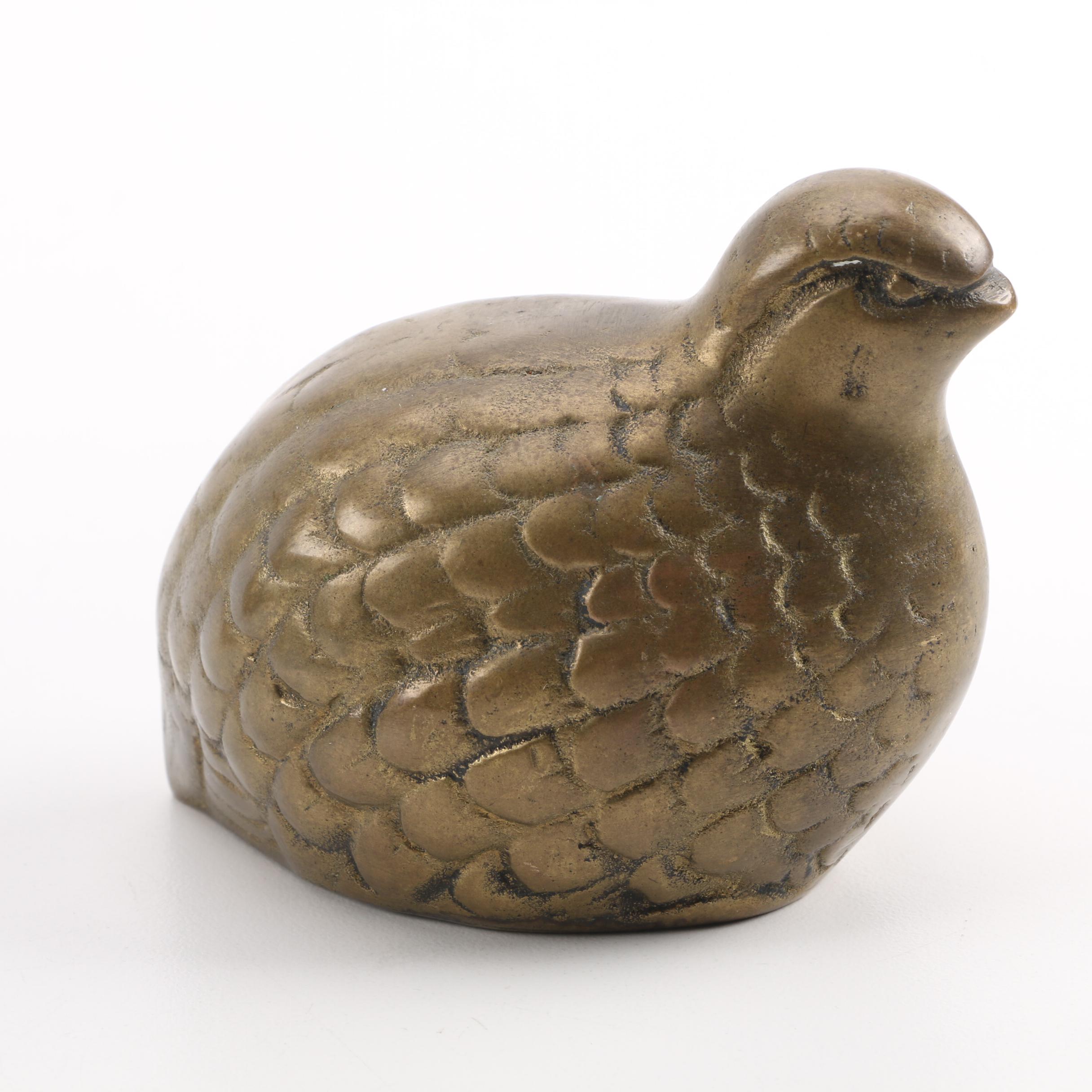 Brass Quail Figurines