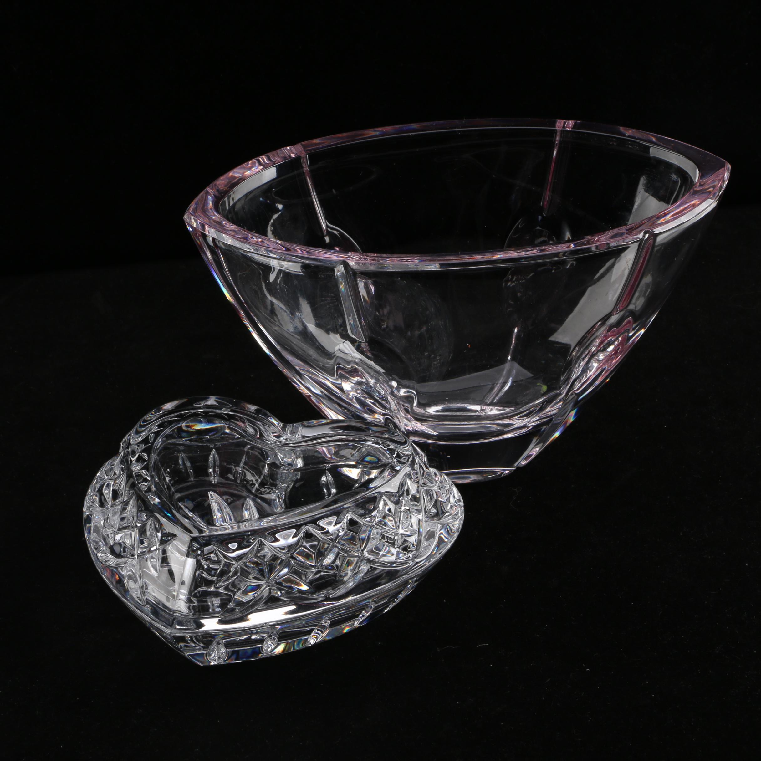 Waterford Crystal Heart-Shaped Trinket Box and Lenox Crystal Bowl