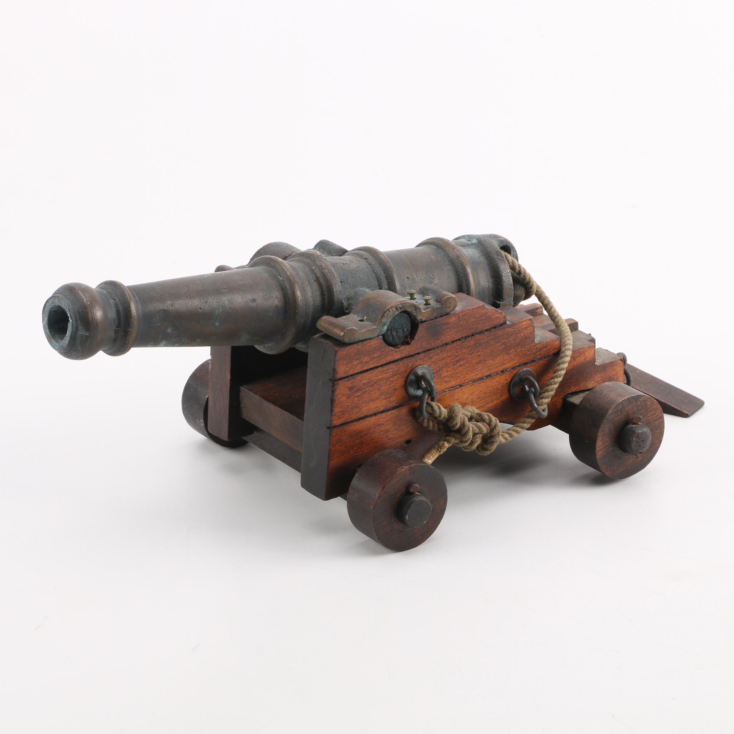 Miniature Replica Cannon on Wooden Carriage