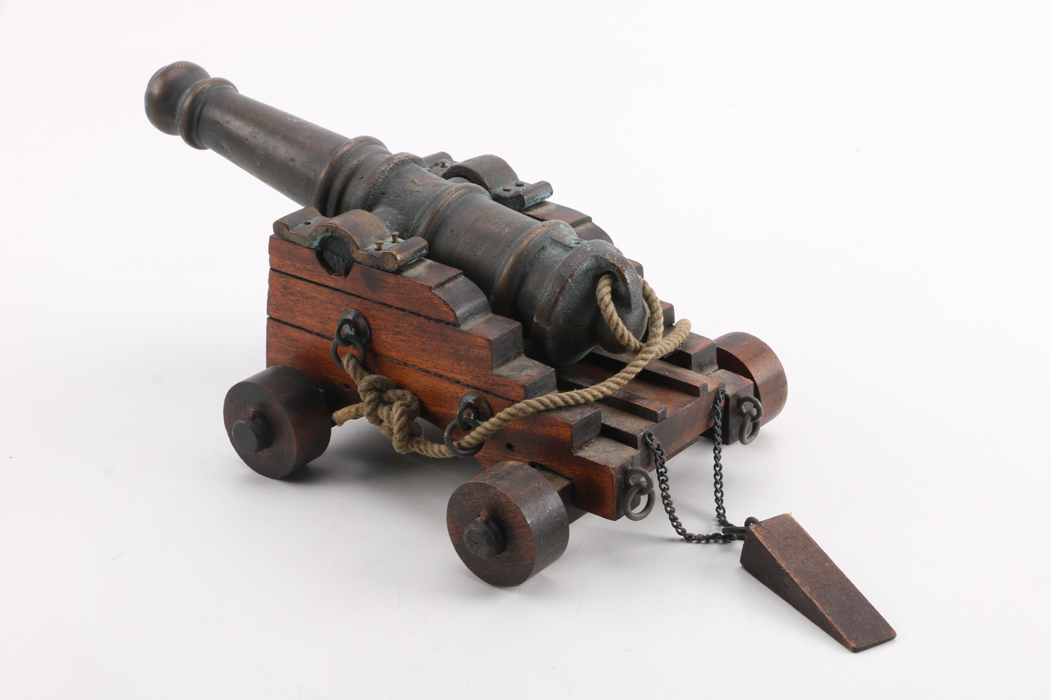 Miniature Replica Cannon on Wooden Carriage