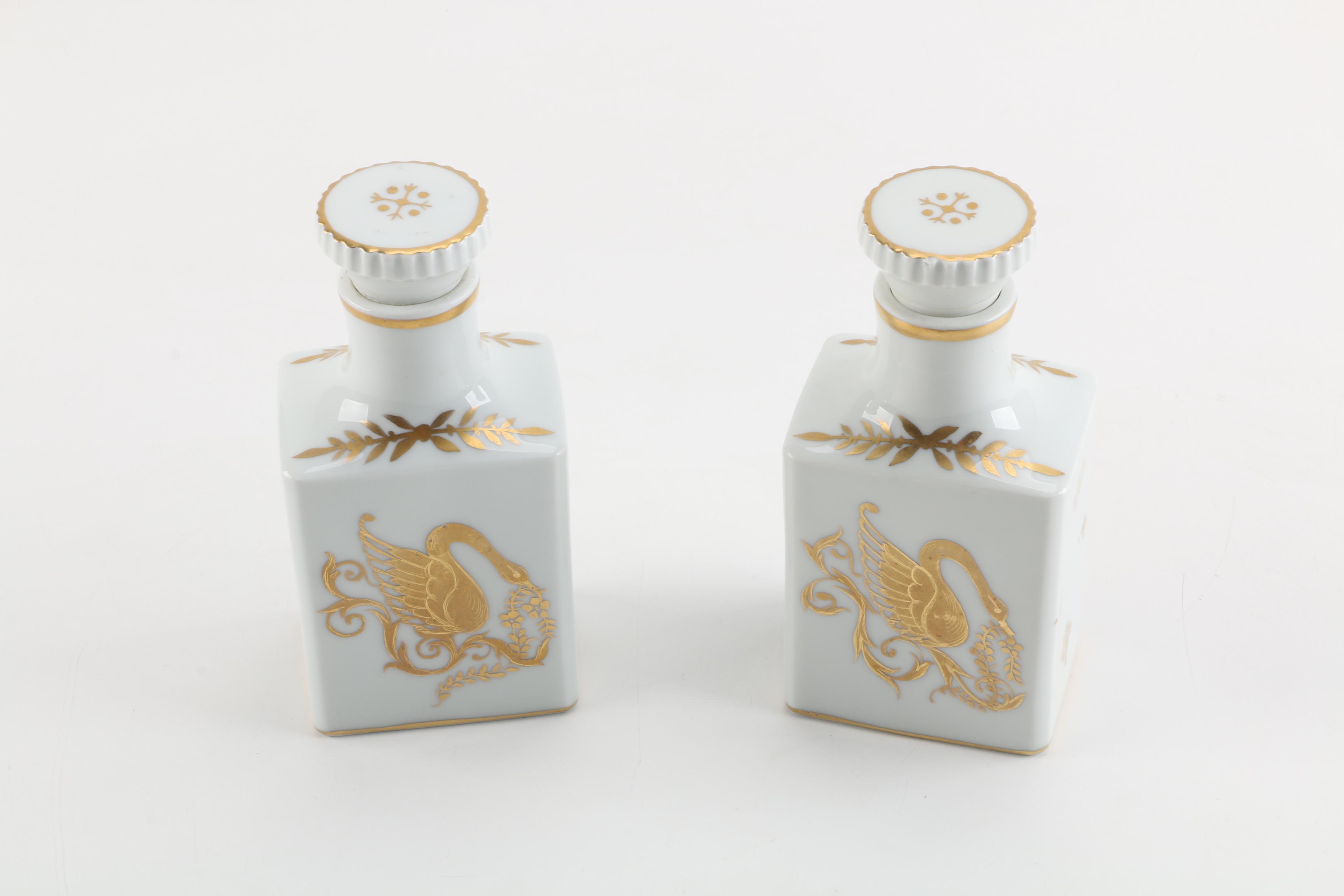 Vintage Castel Limoges Porcelain Dresser Bottles