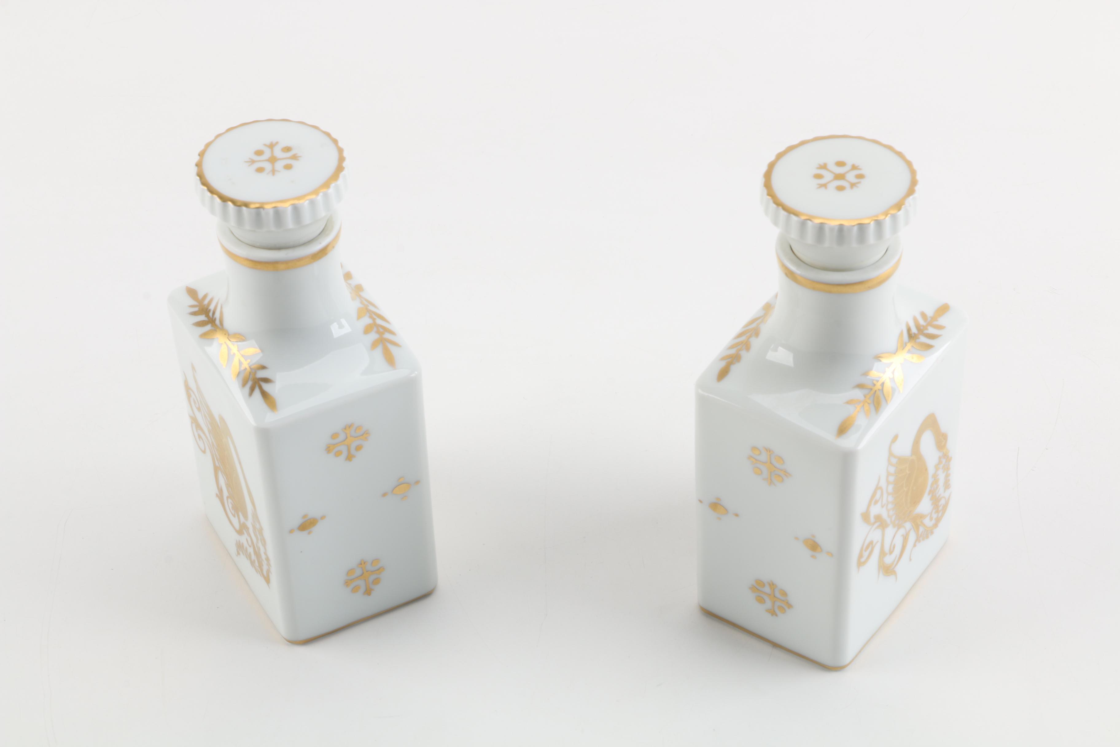 Vintage Castel Limoges Porcelain Dresser Bottles