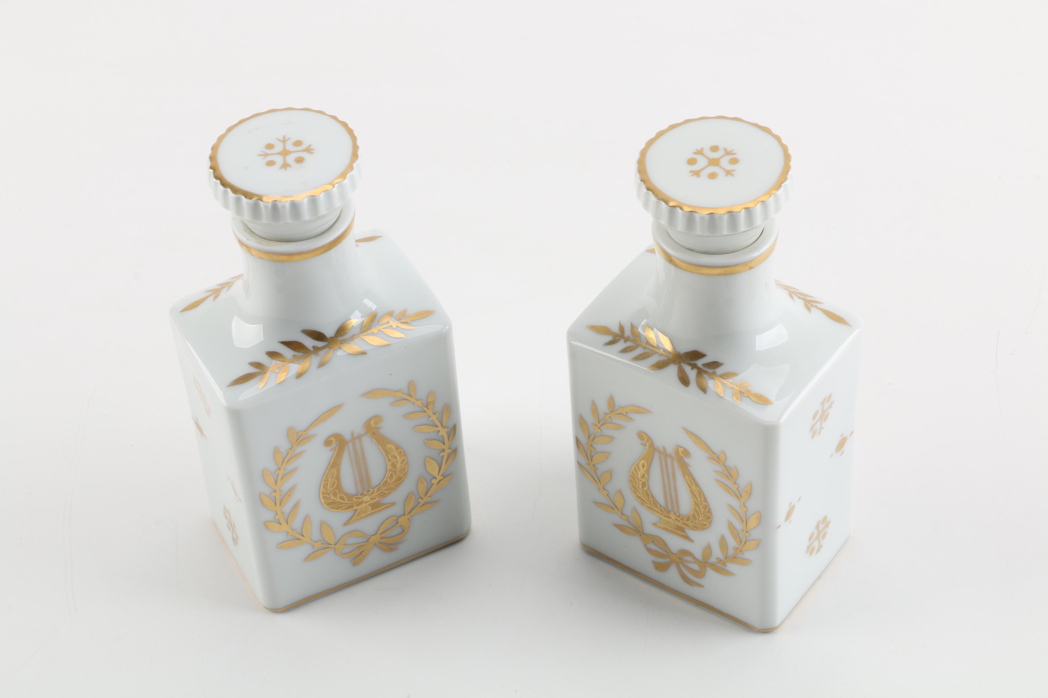 Vintage Castel Limoges Porcelain Dresser Bottles