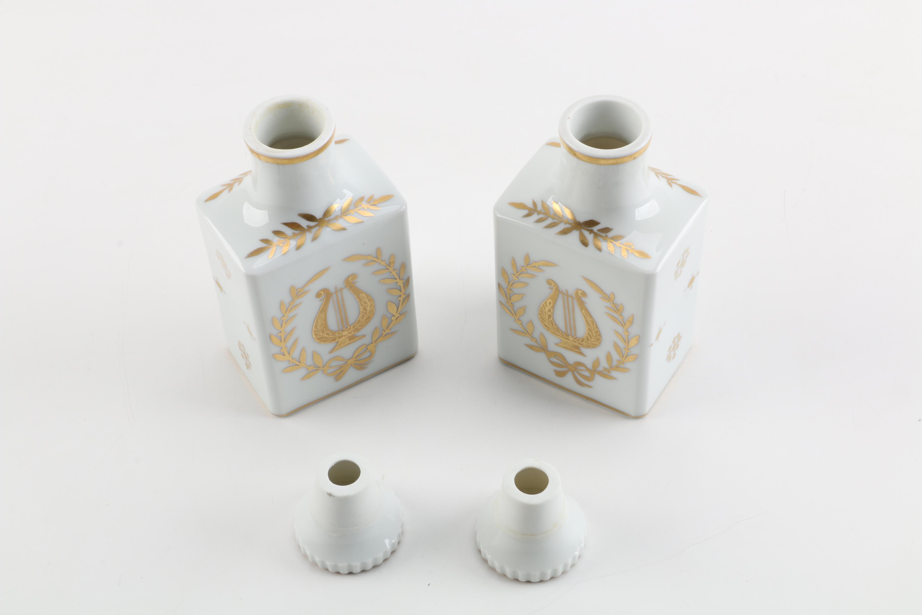 Vintage Castel Limoges Porcelain Dresser Bottles