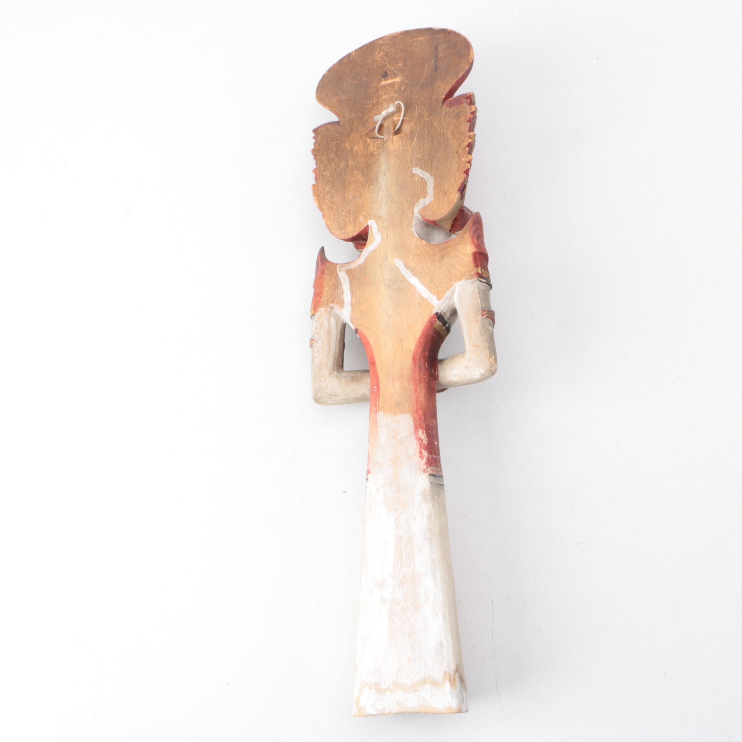 Chinese Carved Wood Box and Indonesian Style Figurine