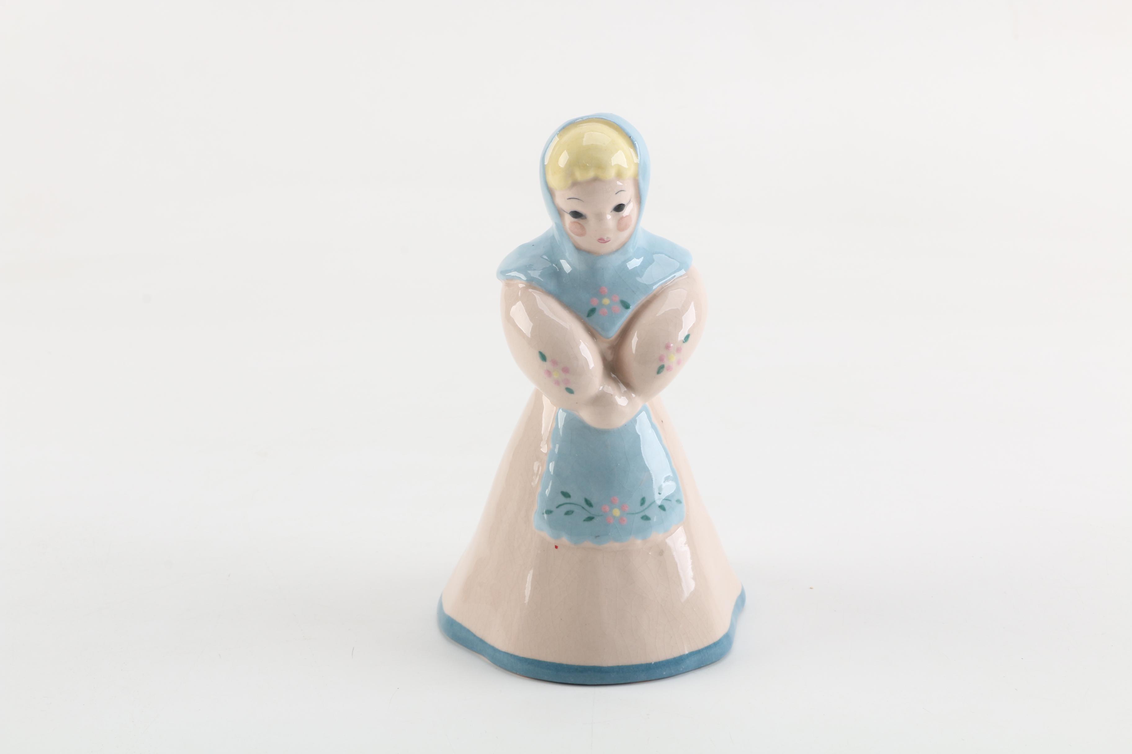 Kay Finch Ceramic Women Figurines in Beige and Blue