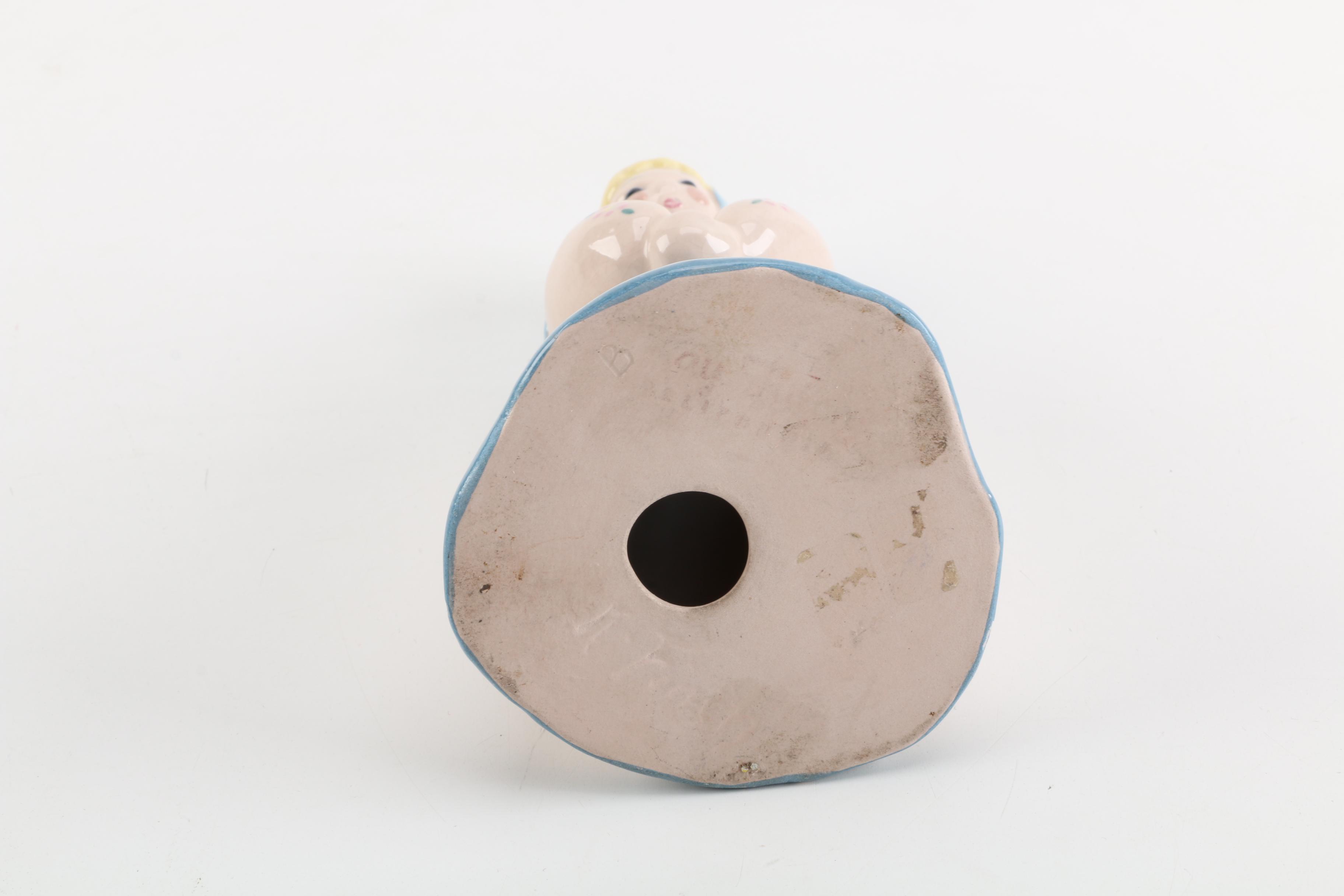 Kay Finch Ceramic Women Figurines in Beige and Blue