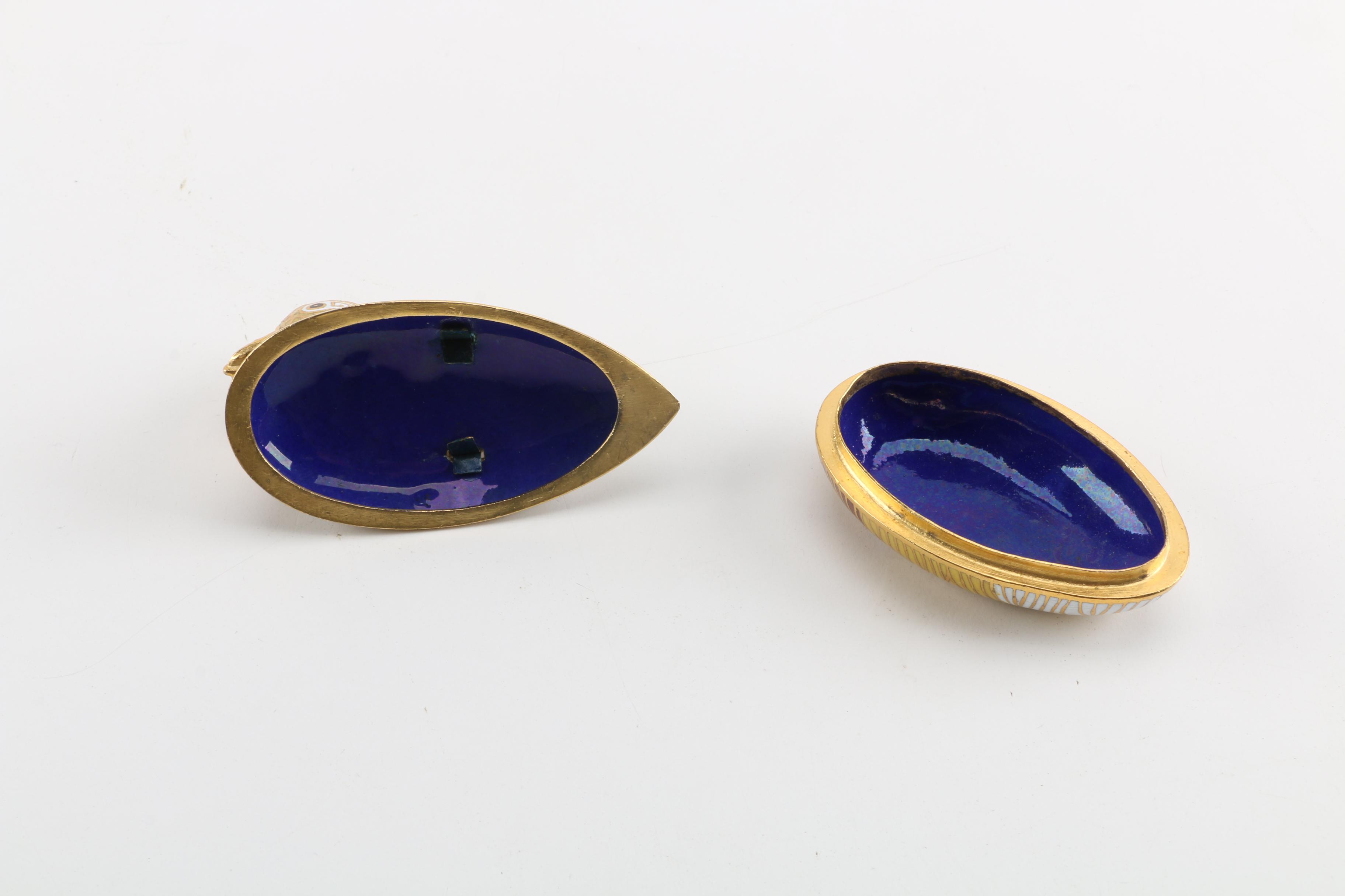 Chinese Cloisonné Bird Shaped Trinket Boxes and Figurine