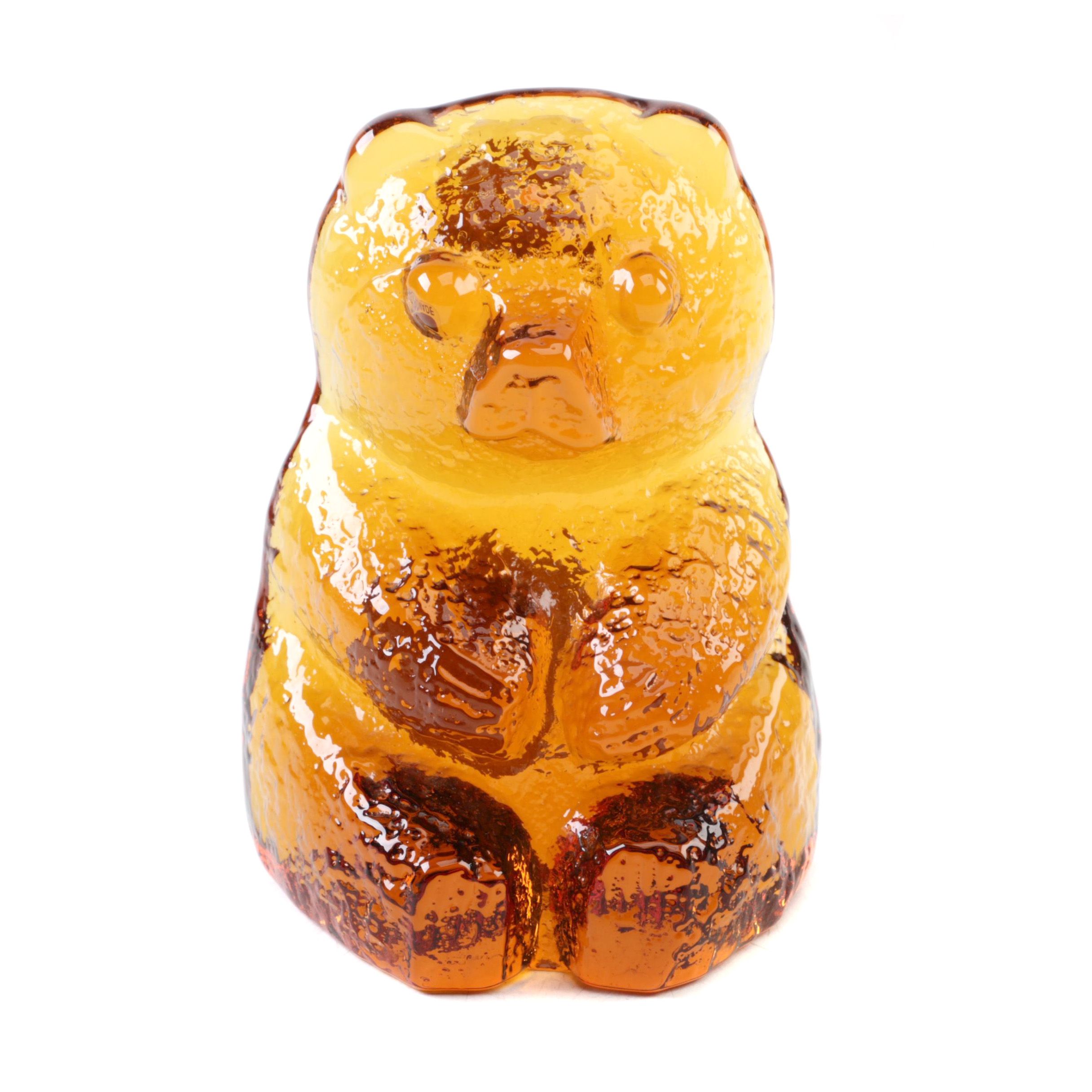 Blenko Glass Bear Figurine Designed by Don Shephard