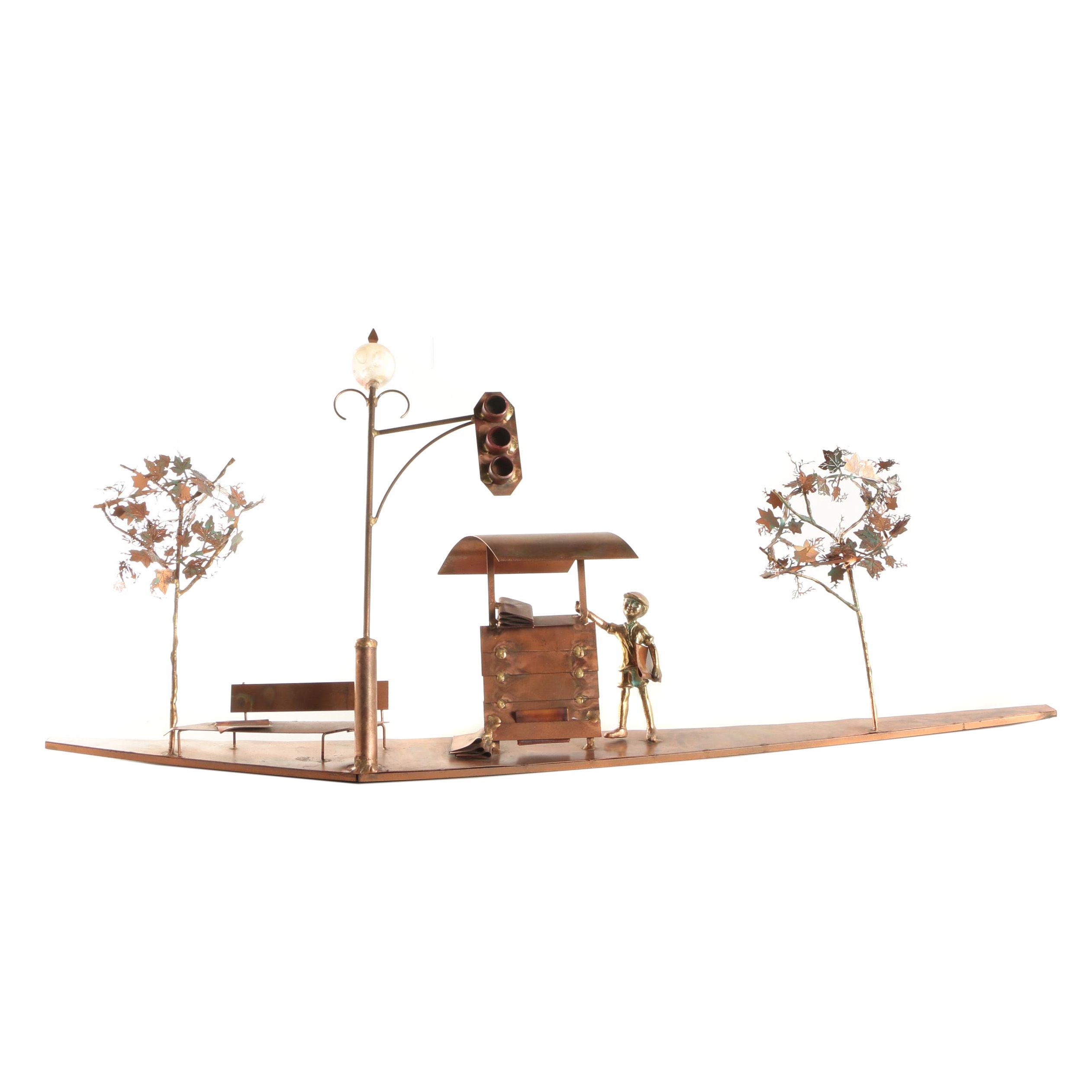 Bijan Metal Sculpture of Street Scene