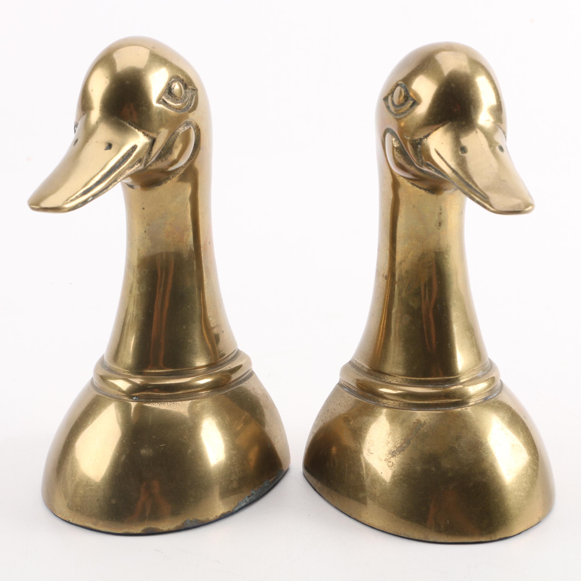 Leonard Brass Duck Head Bookends