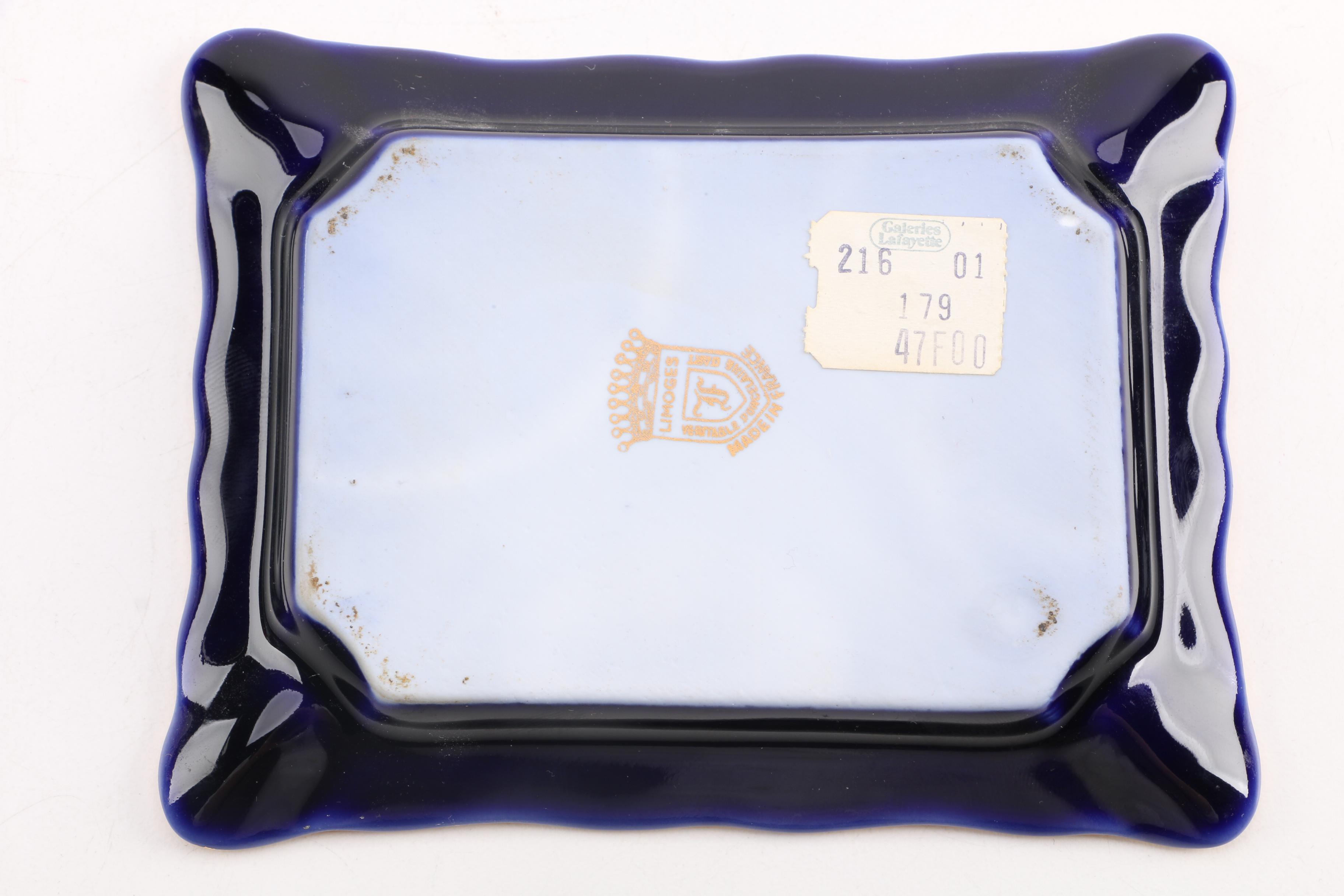 Limoges Cobalt Blue and Gilt Ashtray