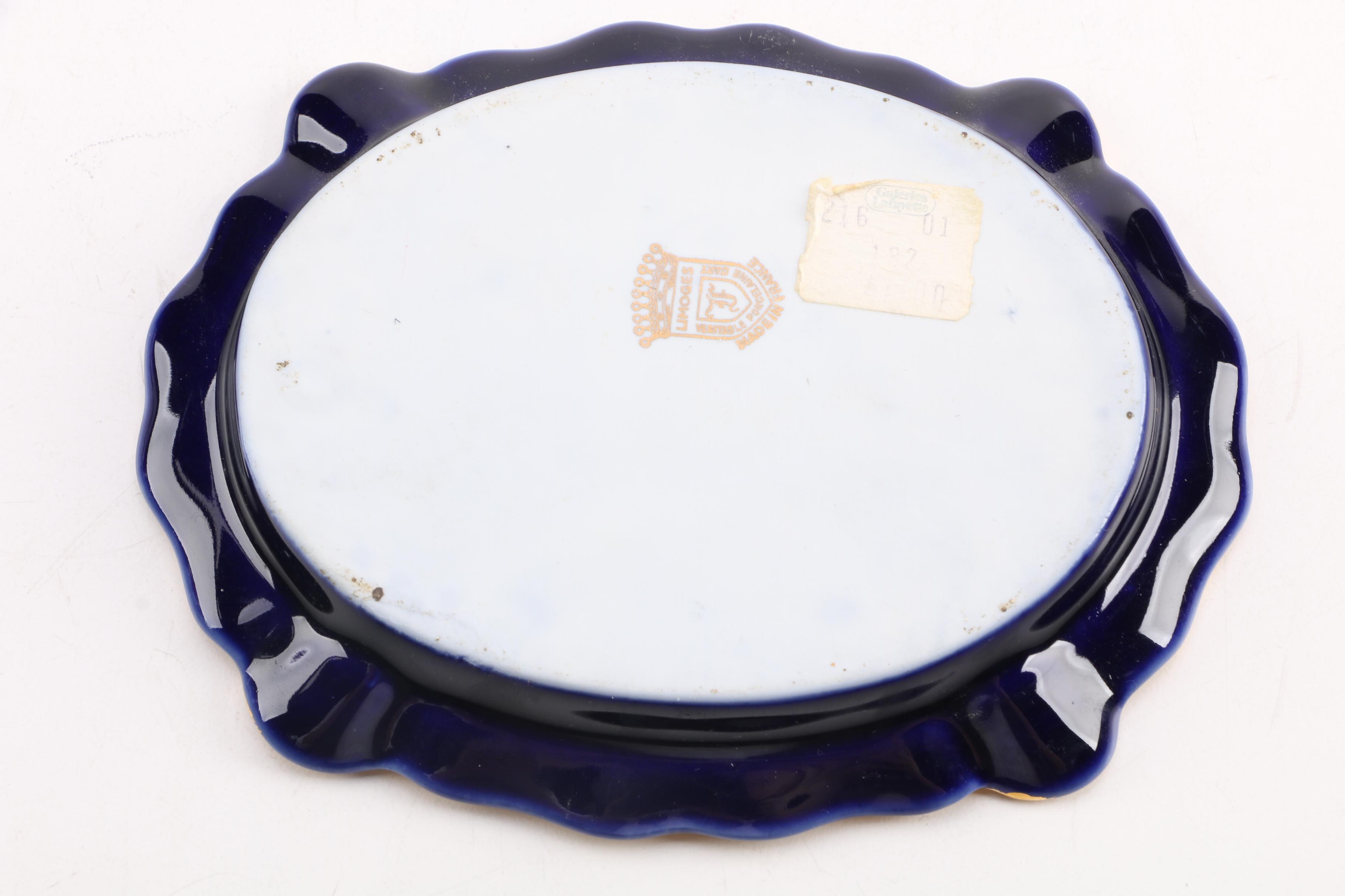 Limoges Cobalt Blue and Gilt Ashtray
