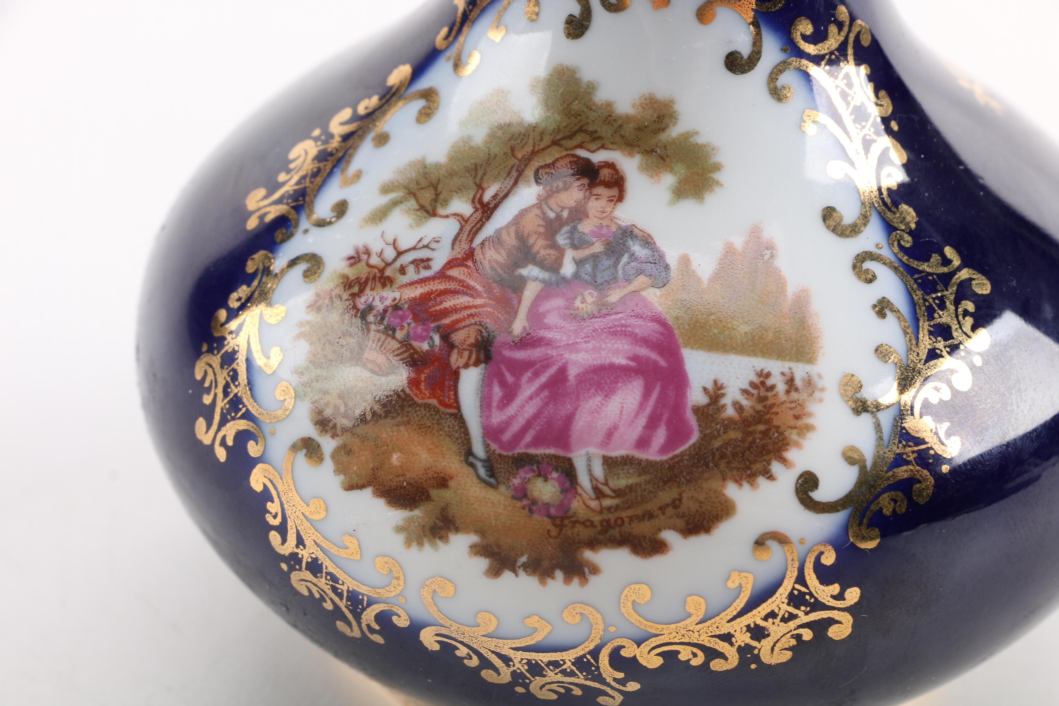 Limoges Porcelain Cobalt Vase