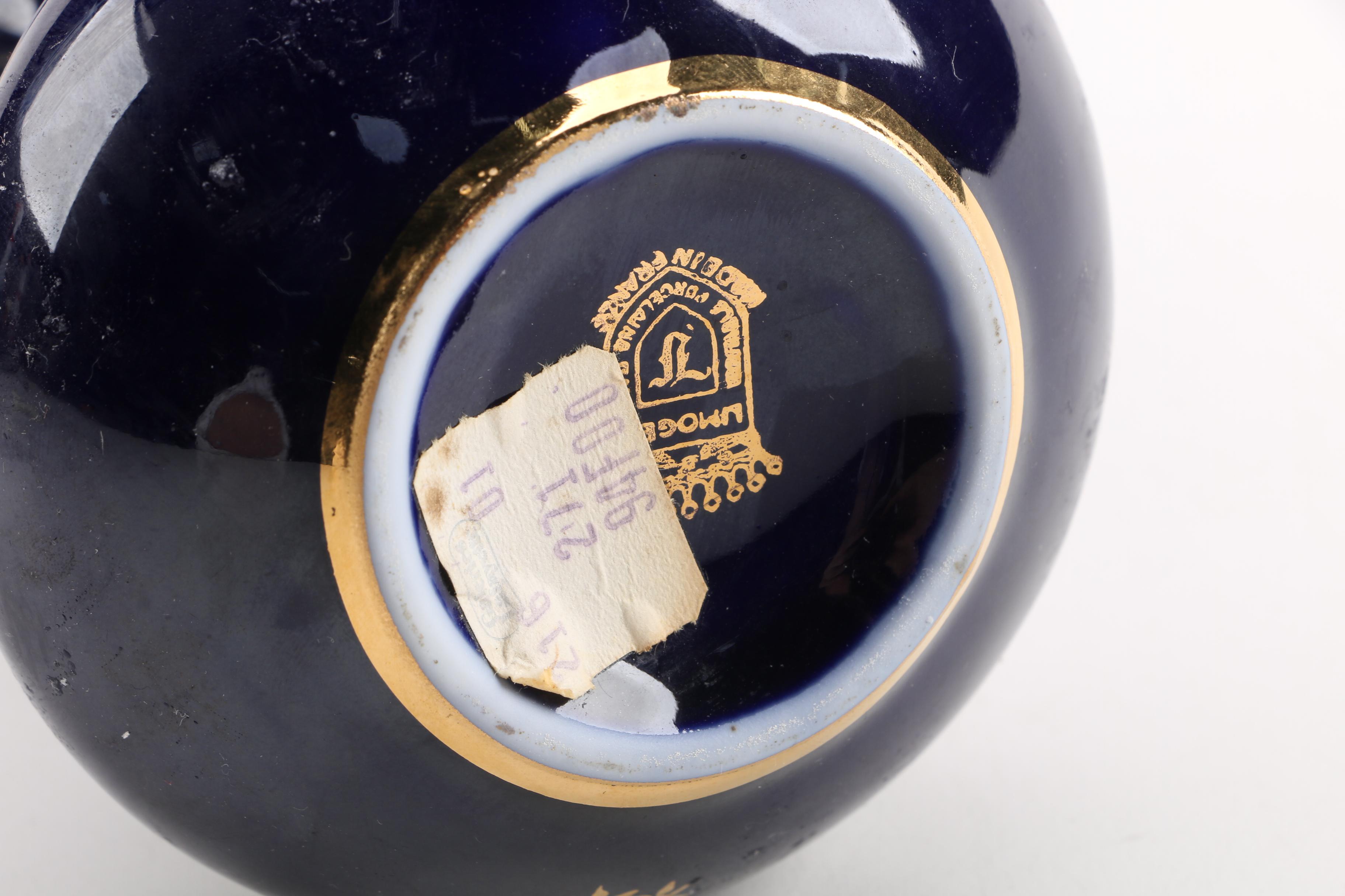 Limoges Porcelain Cobalt Vase