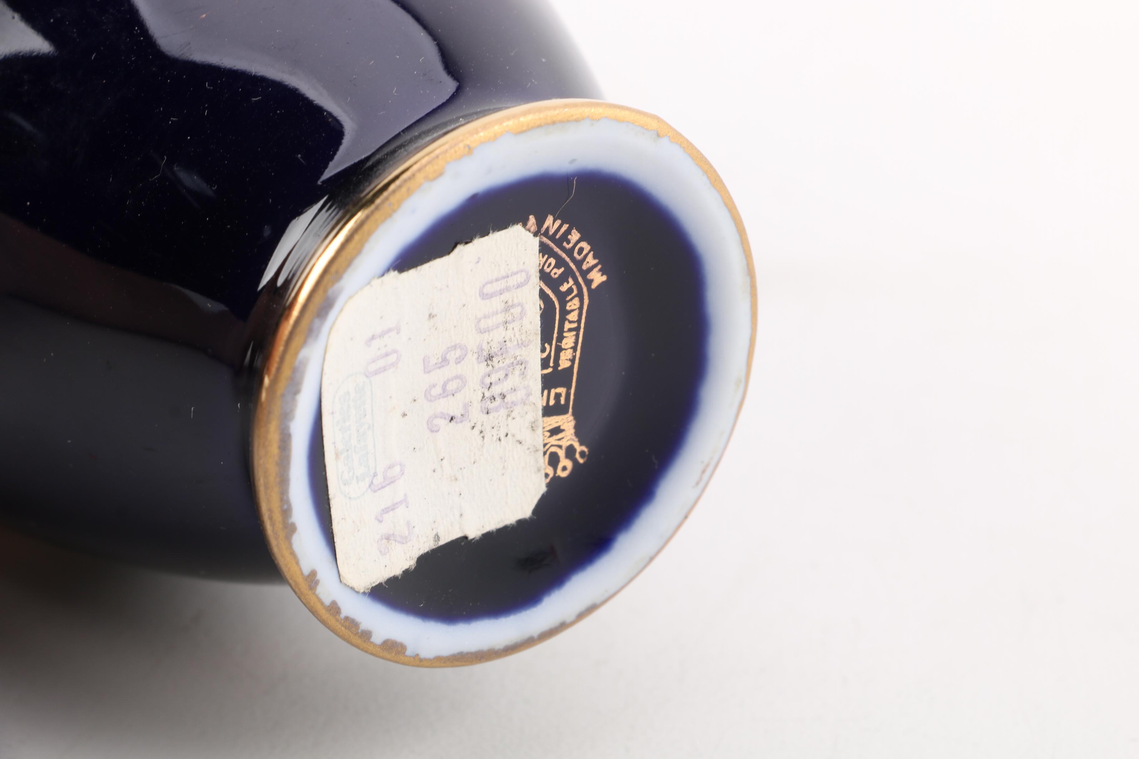 Limoges Porcelain Cobalt Vase