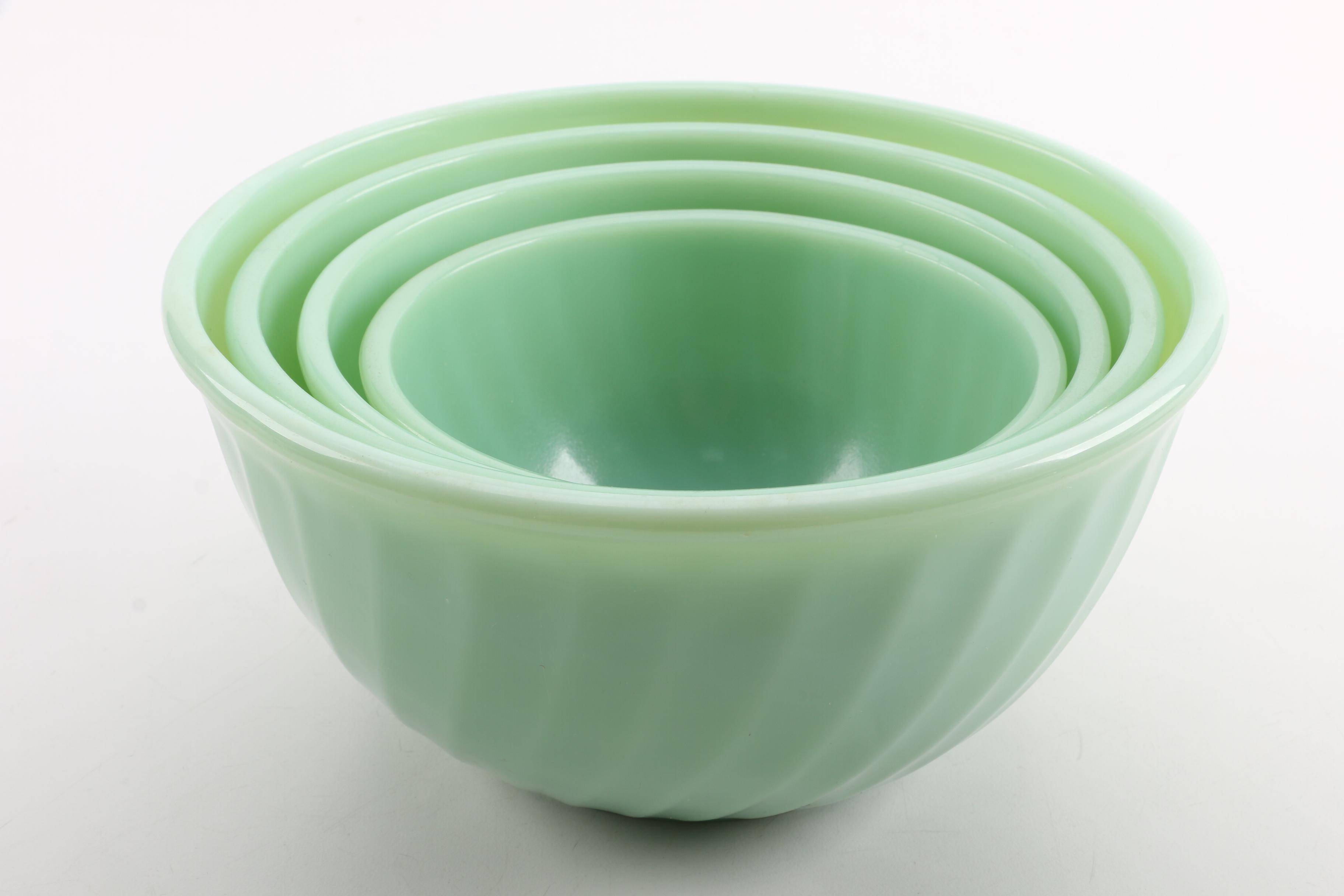 Anchor Hocking Fire King "Jade Ite" Nesting Bowls and Pyrex Casserole