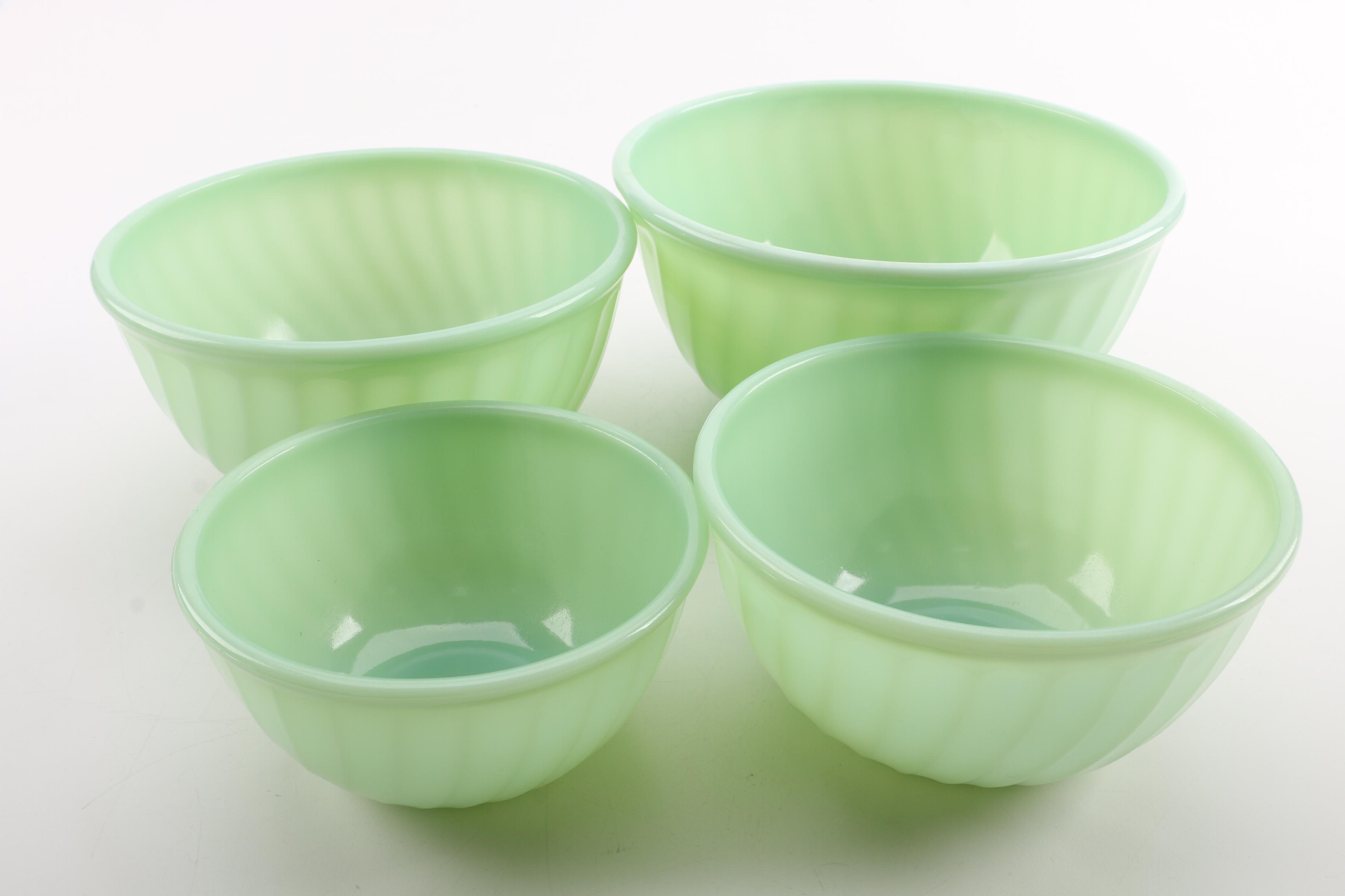 Anchor Hocking Fire King "Jade Ite" Nesting Bowls and Pyrex Casserole
