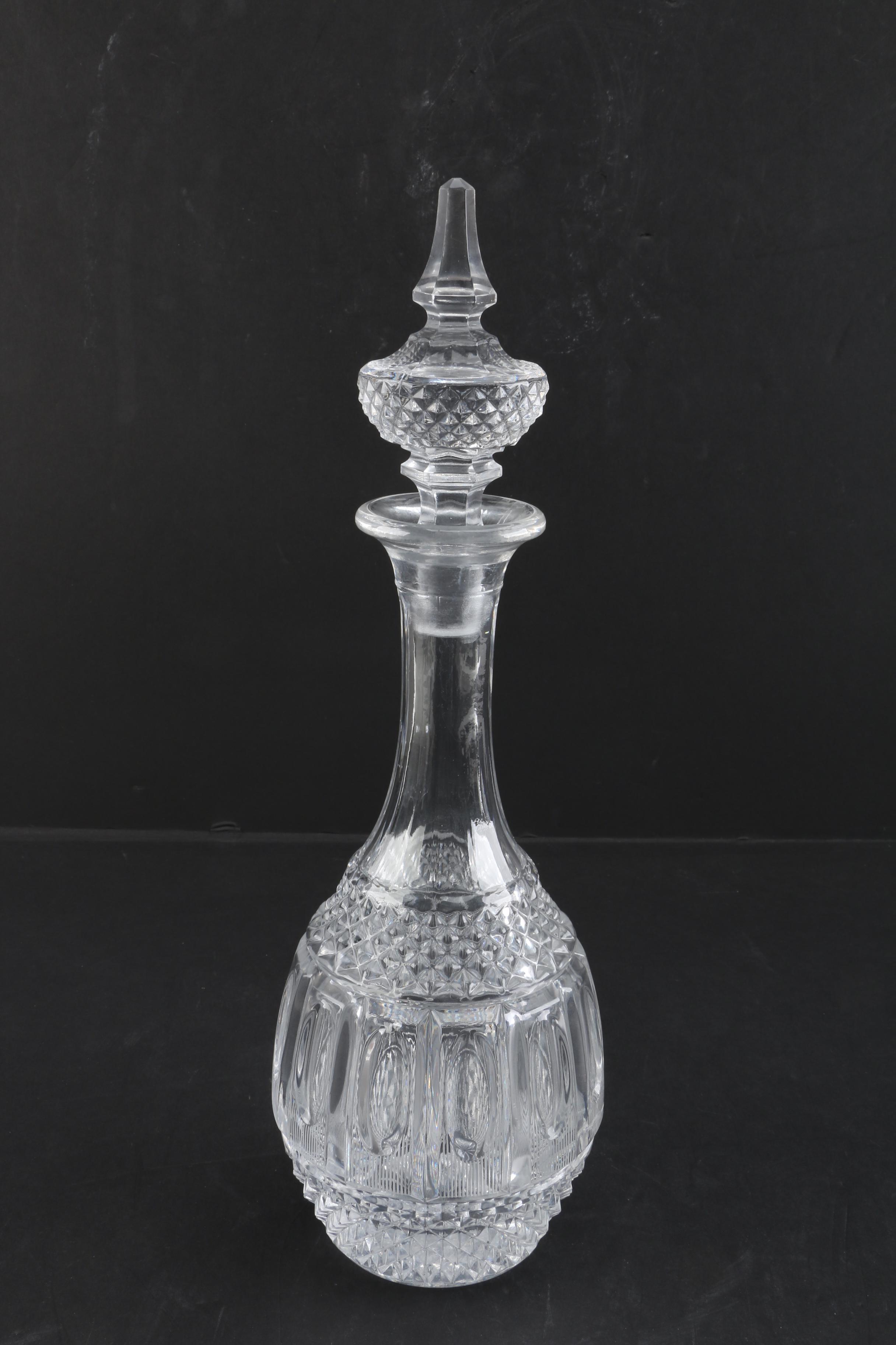 Crystal Decanter and Cristal D'Arques-Durand "Longchamp" Cordial Glasses