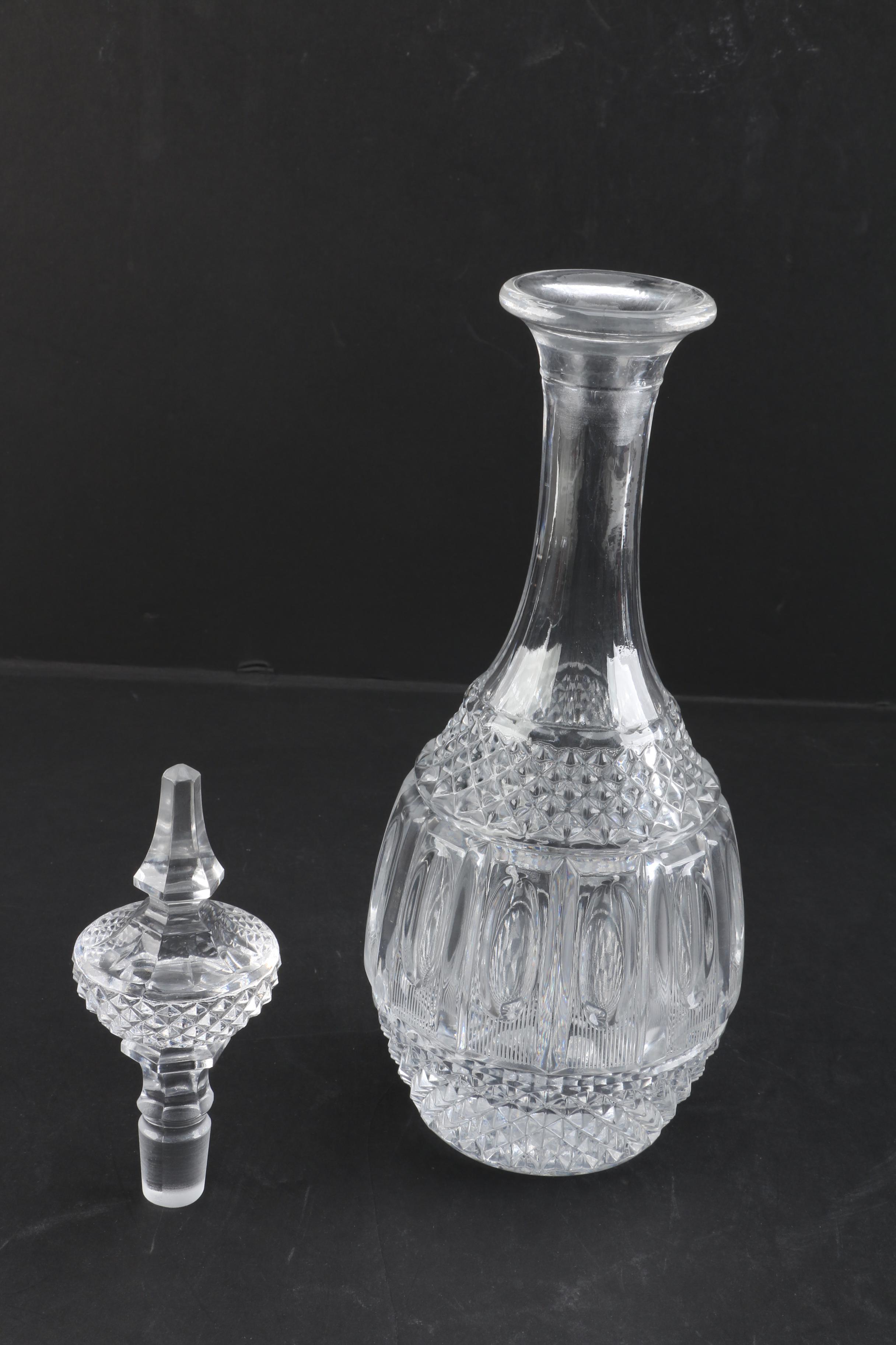 Crystal Decanter and Cristal D'Arques-Durand "Longchamp" Cordial Glasses