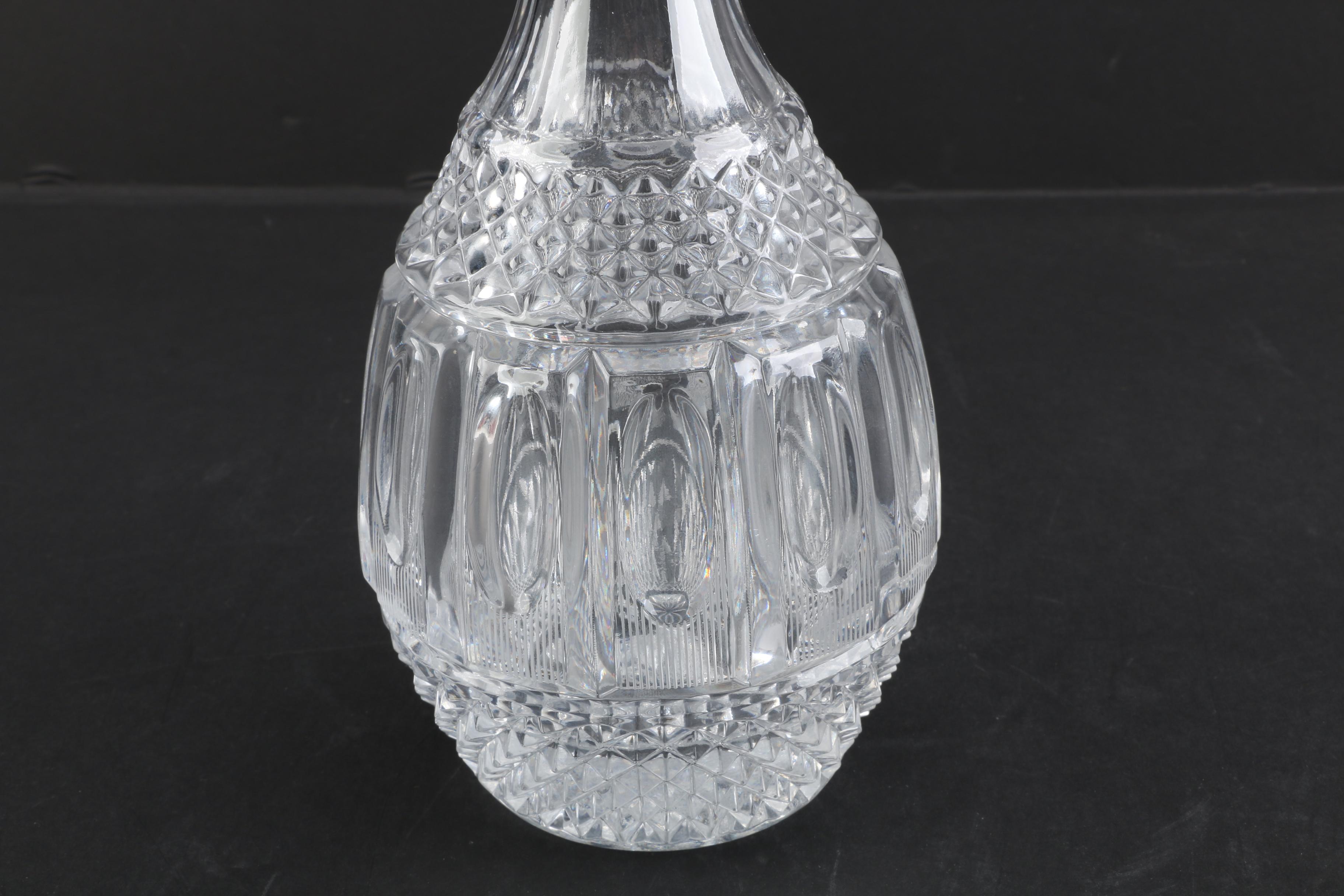 Crystal Decanter and Cristal D'Arques-Durand "Longchamp" Cordial Glasses