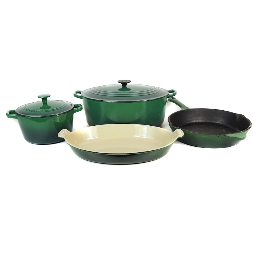 Green Enamel Cast Iron Cookware with Tramontina, Le Crueset and Cuisinart