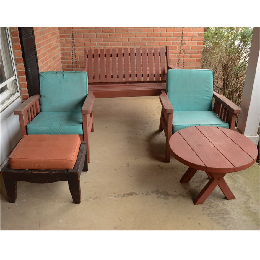 Mid-Century Vandy Craft Redwood Patio Set and Swing