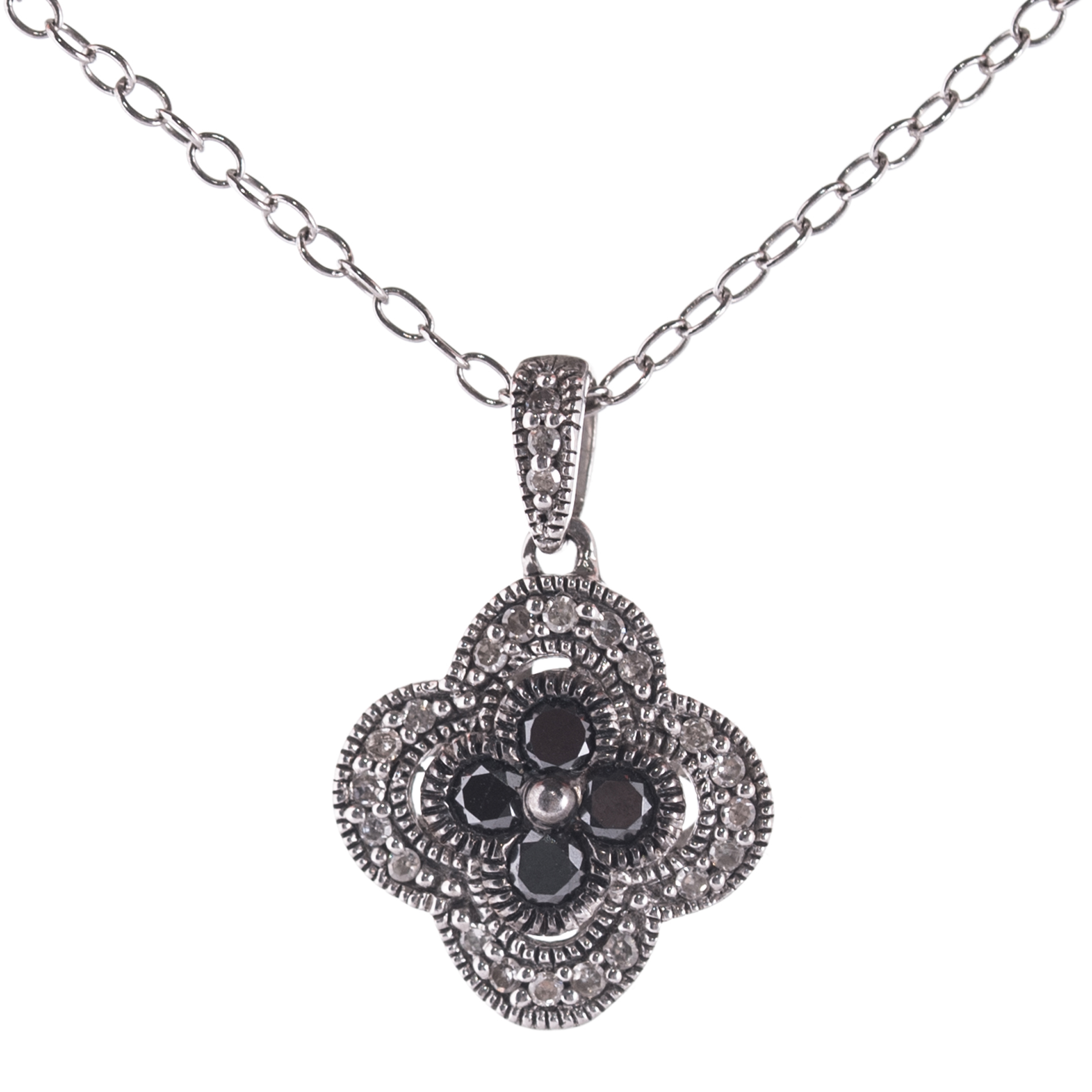 Sterling Silver Diamond Pendant Necklace