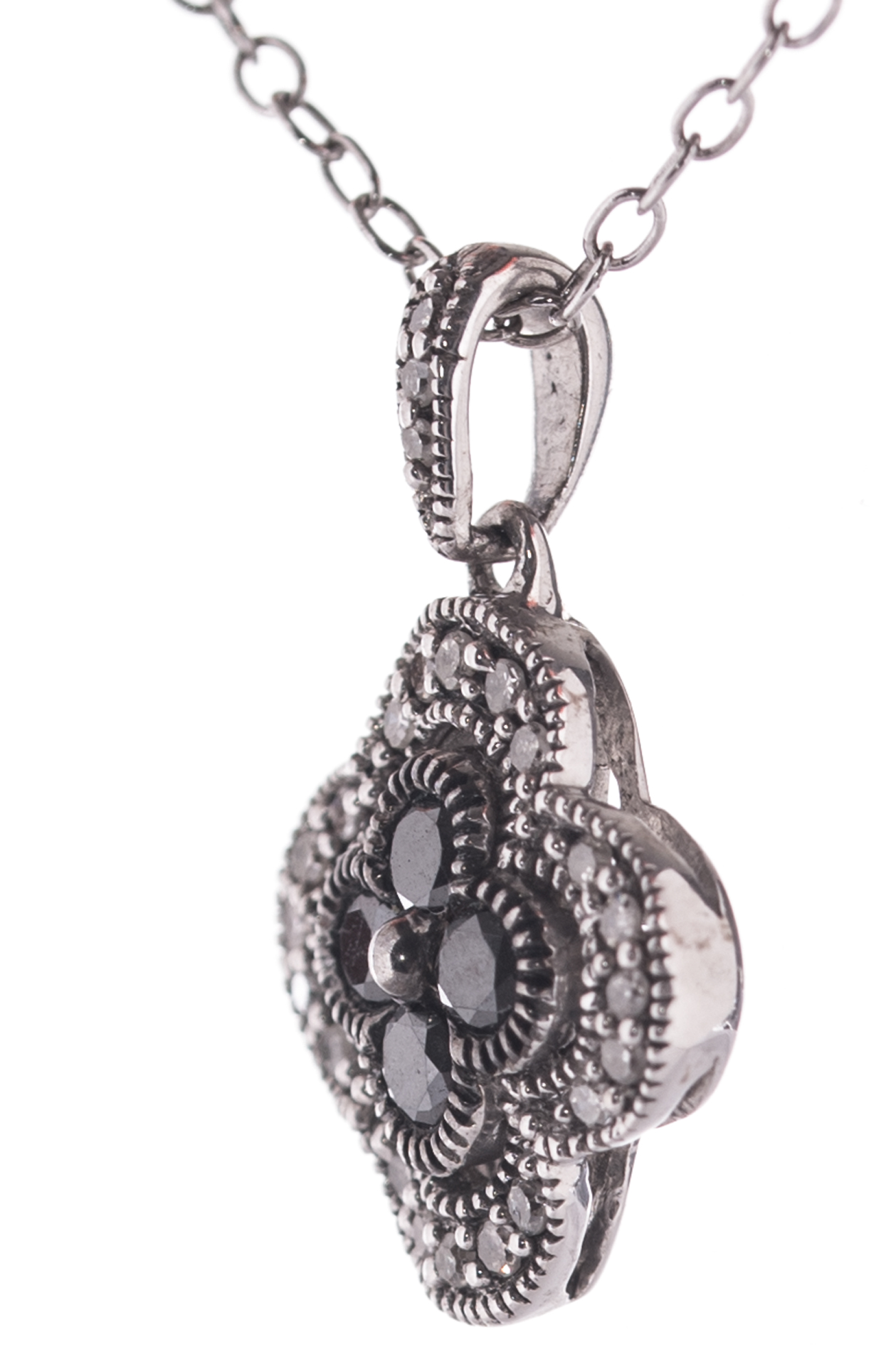 Sterling Silver Diamond Pendant Necklace
