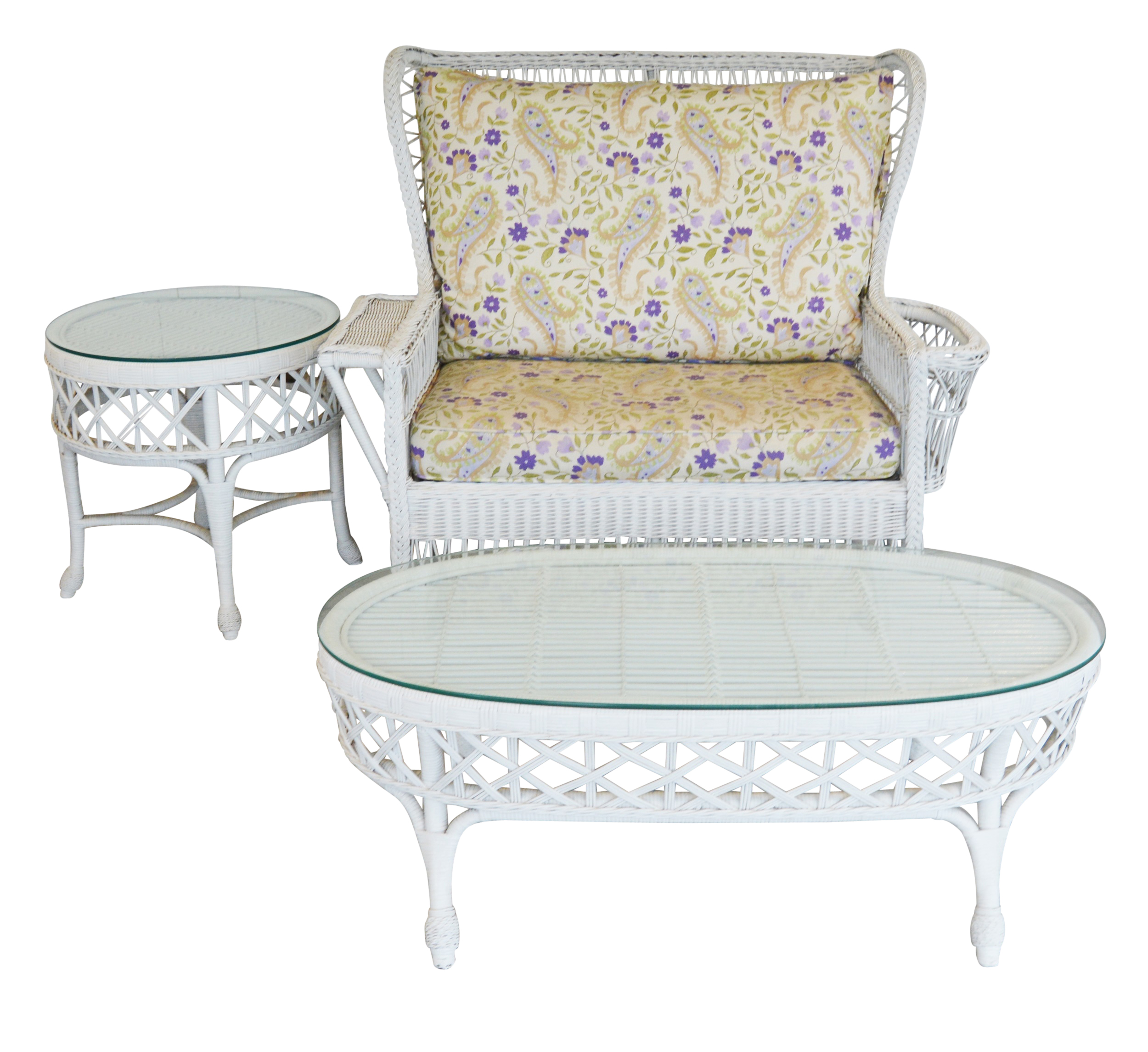 Henry Link Smithsonian Collection Wicker Settee and Tables