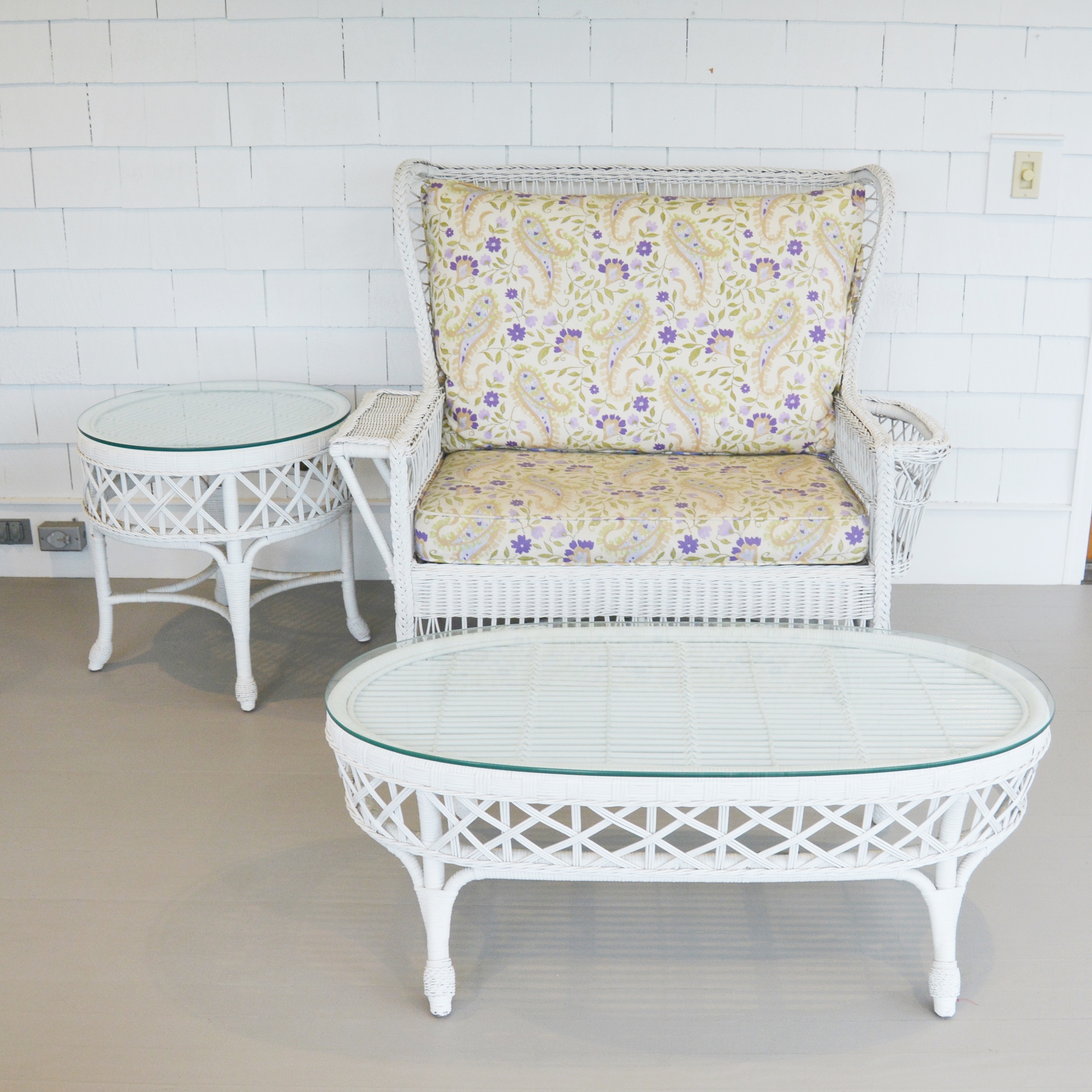 Henry Link Smithsonian Collection Wicker Settee and Tables