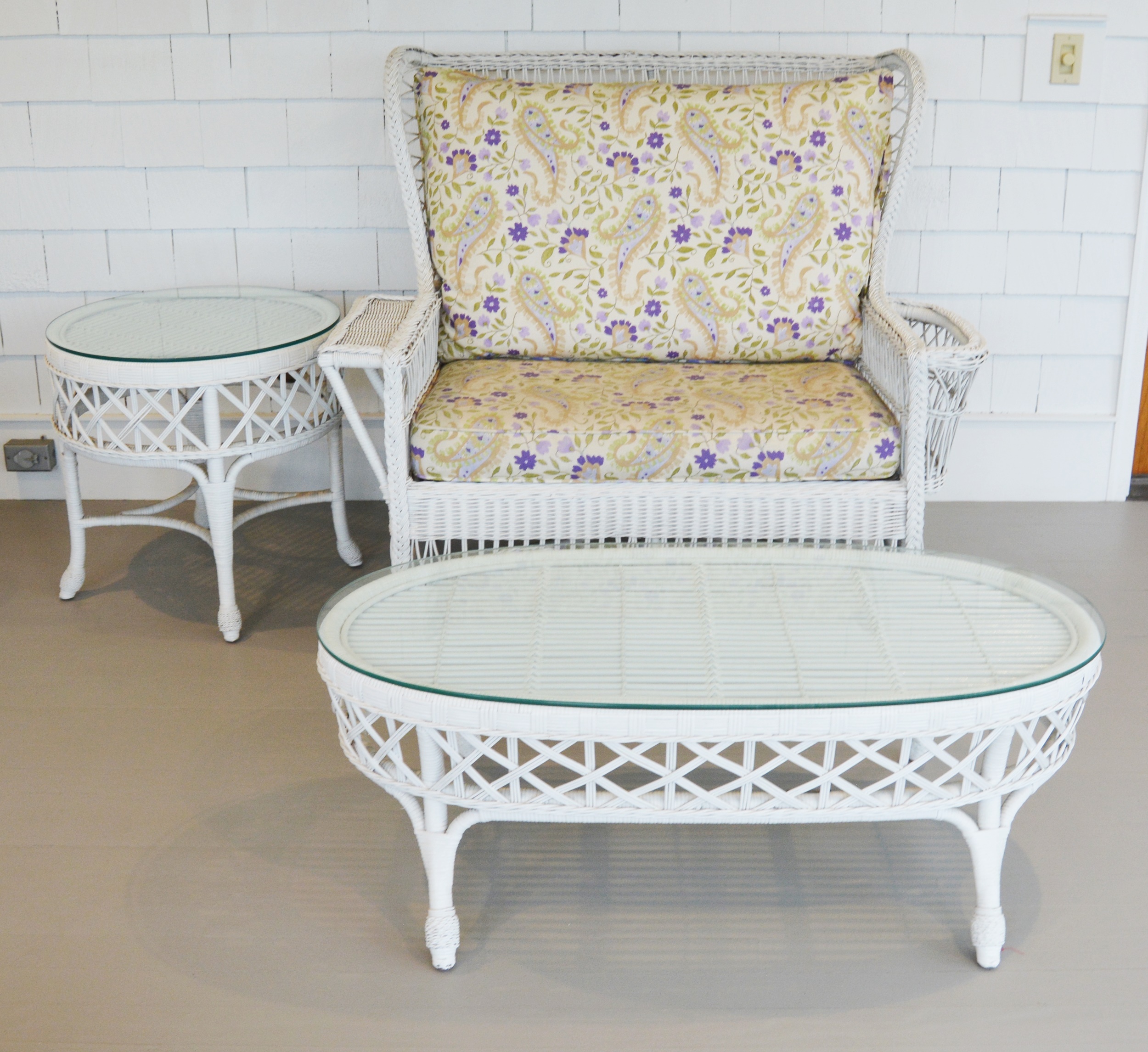 Henry Link Smithsonian Collection Wicker Settee and Tables