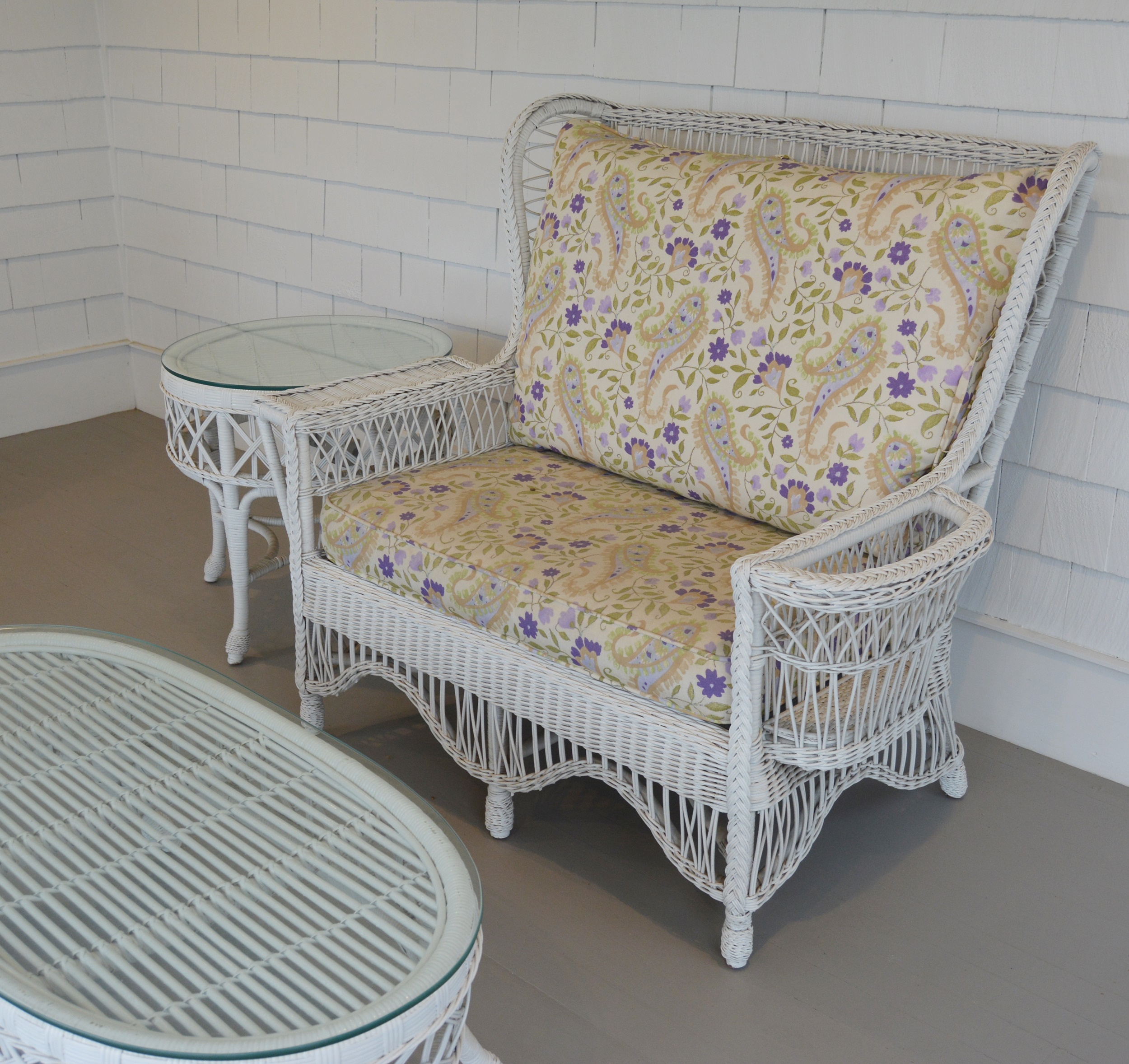 Henry Link Smithsonian Collection Wicker Settee and Tables