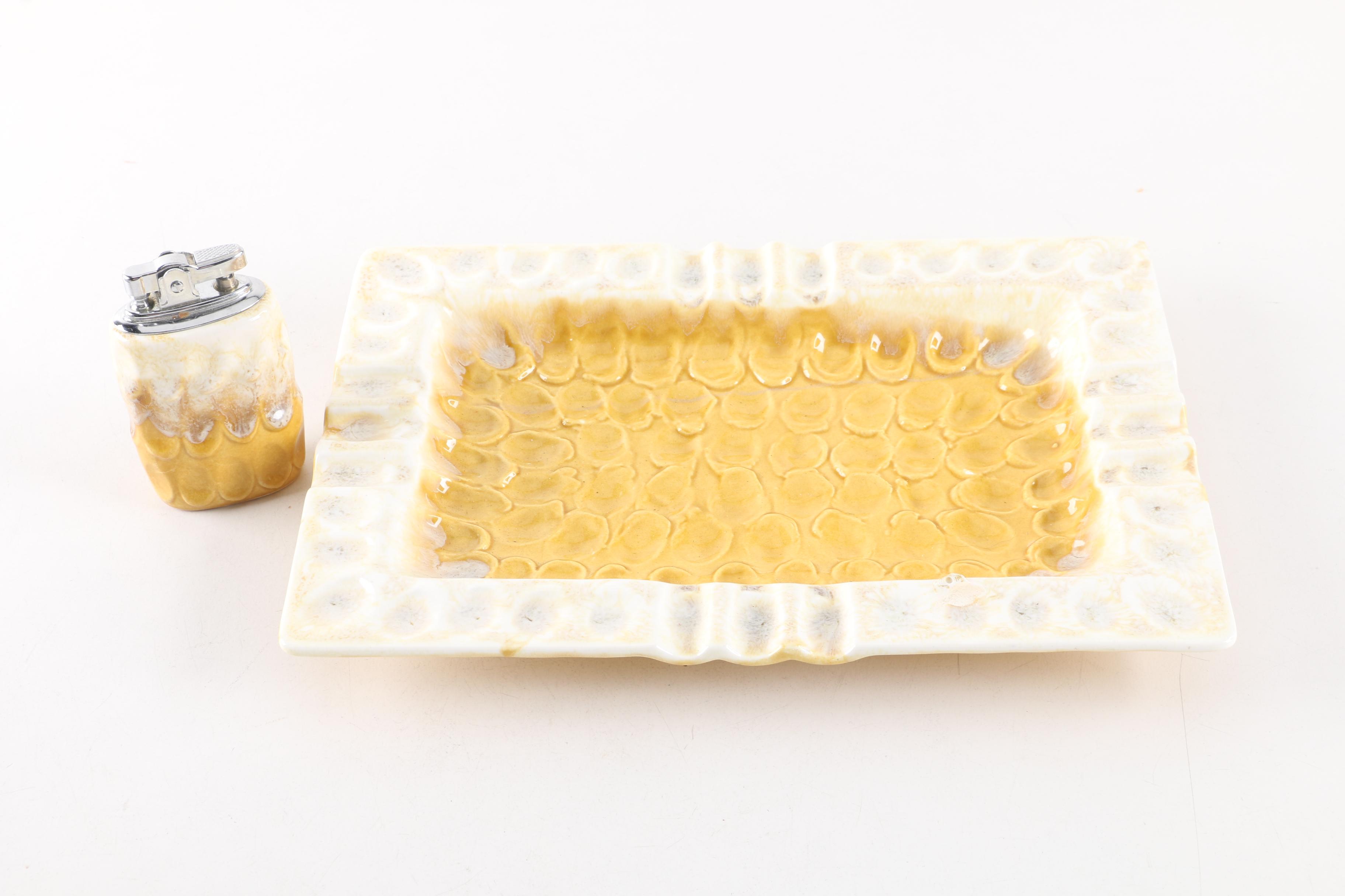 Vintage Pacific Japan Ceramic Table Lighter and Ash Reciever Sets