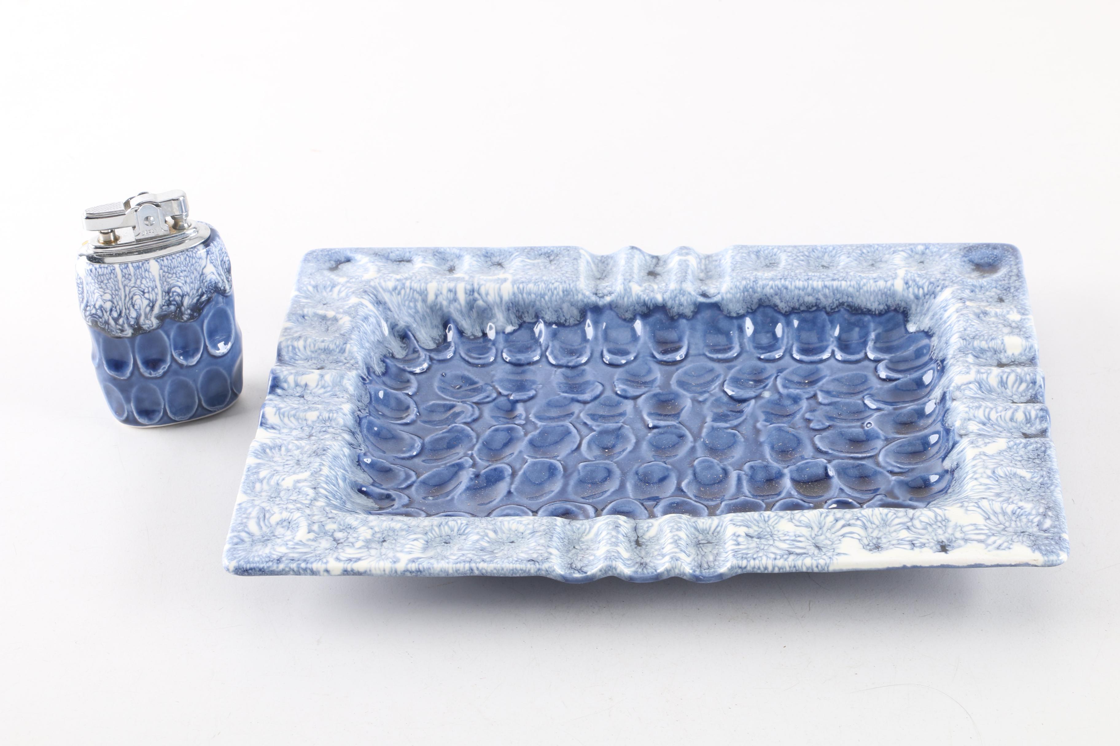 Vintage Pacific Japan Ceramic Table Lighter and Ash Reciever Sets