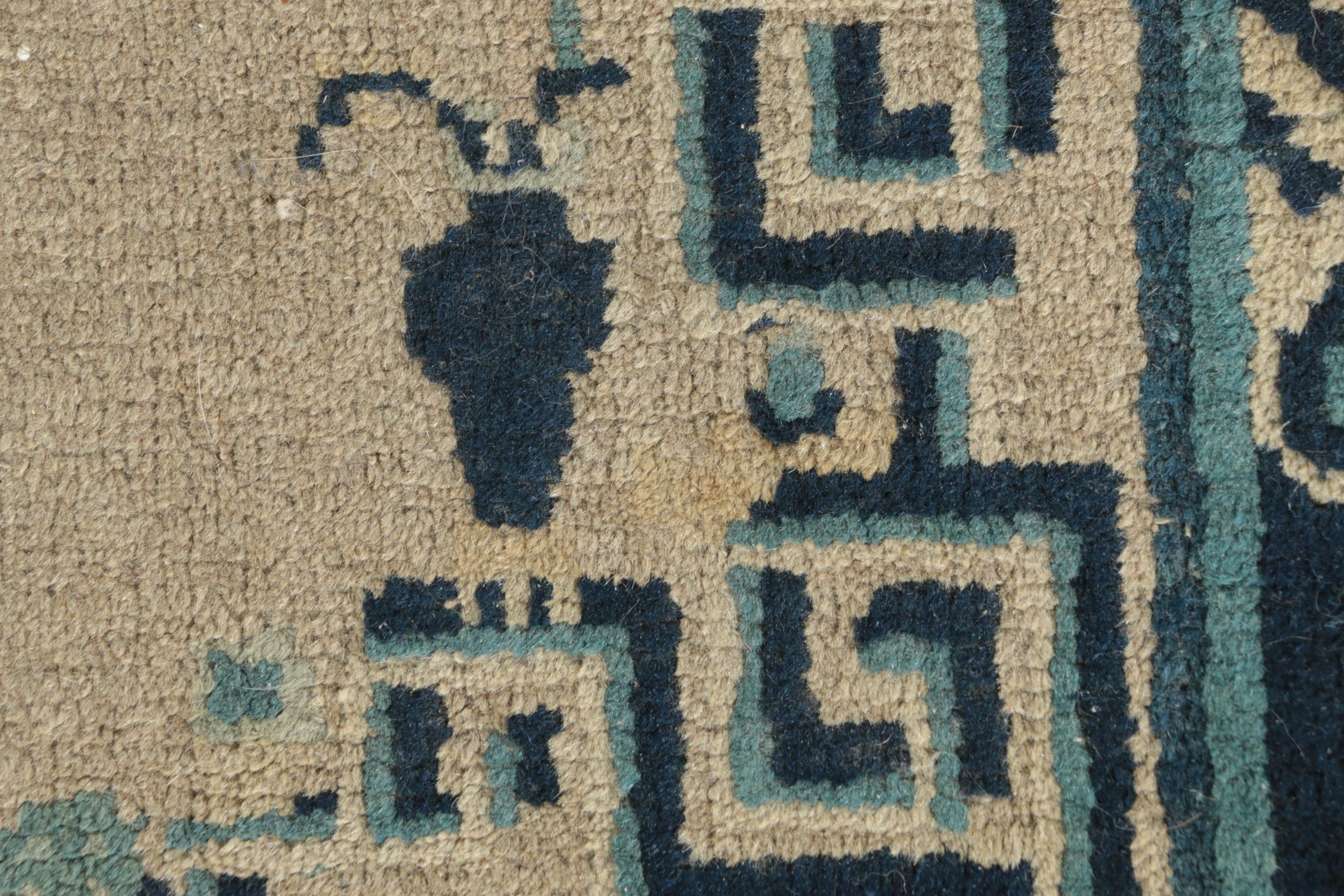 Antique Hand-Knotted Chinese Old Peking Accent Rug