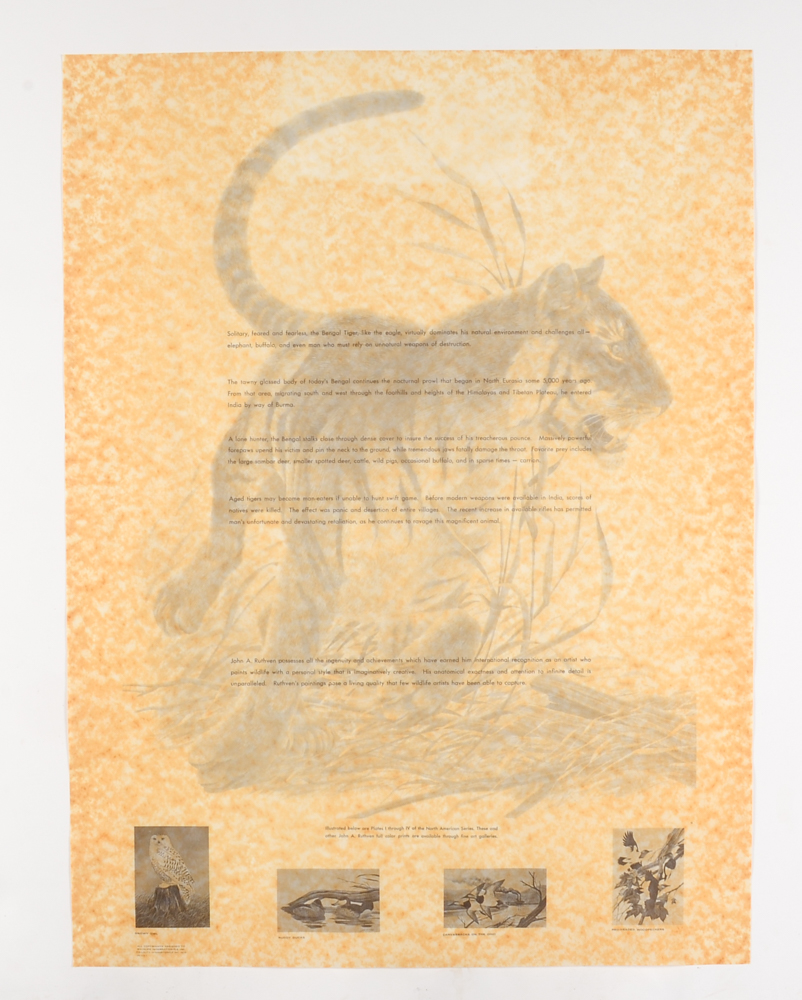 John A. Ruthven Limited Edition Offset Lithograph Print "Bengal Tiger"